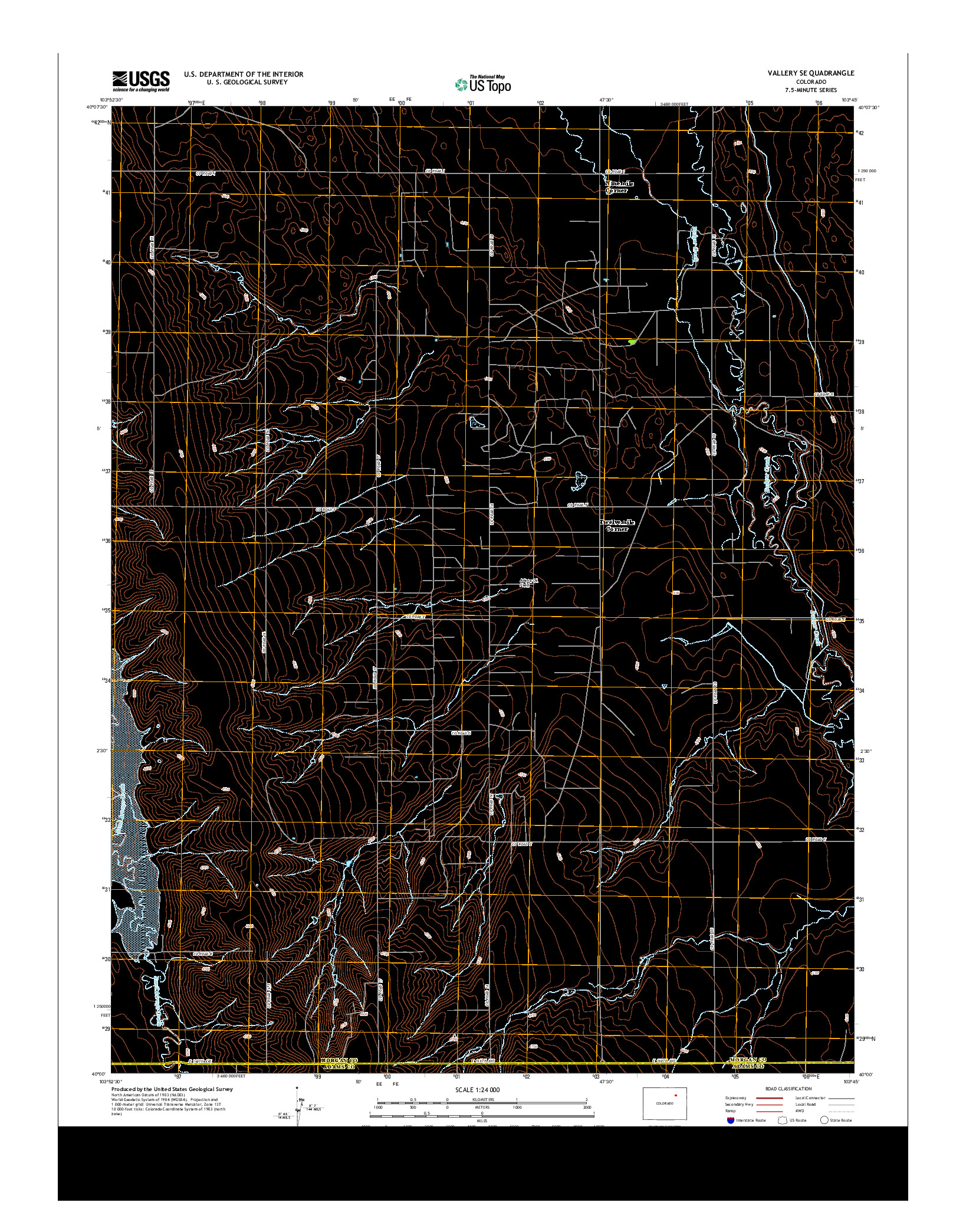 USGS US TOPO 7.5-MINUTE MAP FOR VALLERY SE, CO 2013