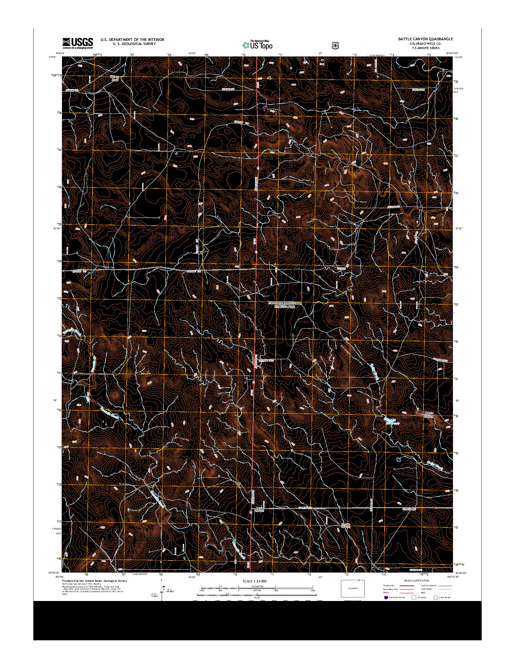 USGS US TOPO 7.5-MINUTE MAP FOR BATTLE CANYON, CO 2013