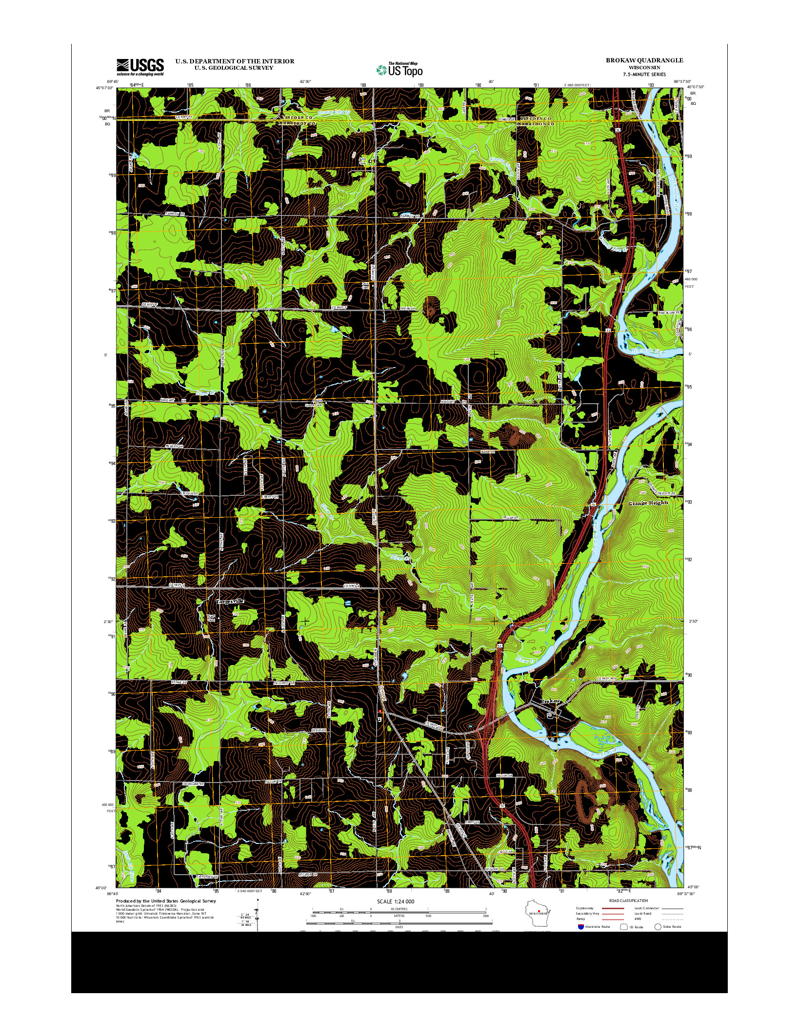 USGS US TOPO 7.5-MINUTE MAP FOR BROKAW, WI 2013