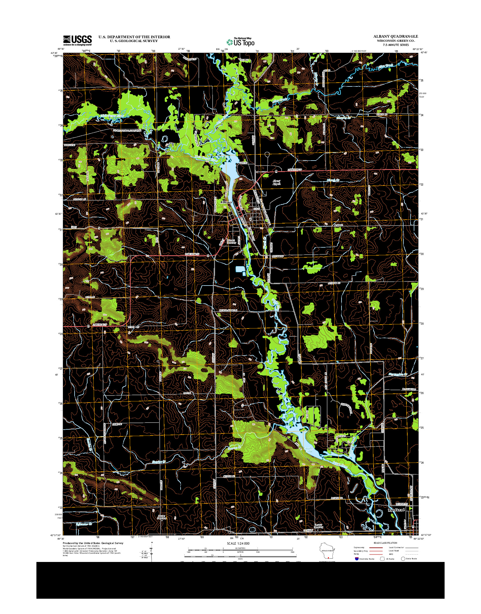 USGS US TOPO 7.5-MINUTE MAP FOR ALBANY, WI 2013