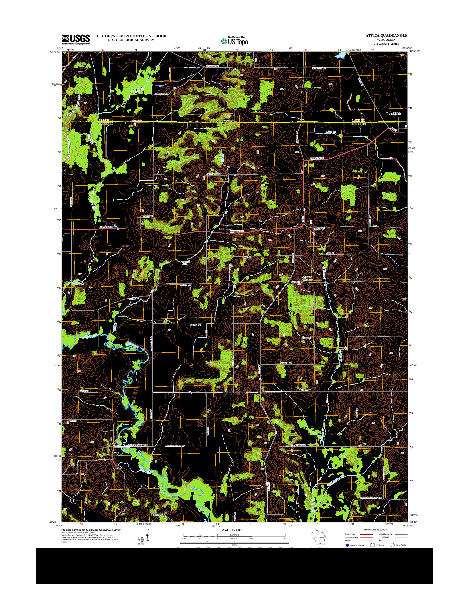 USGS US TOPO 7.5-MINUTE MAP FOR ATTICA, WI 2013