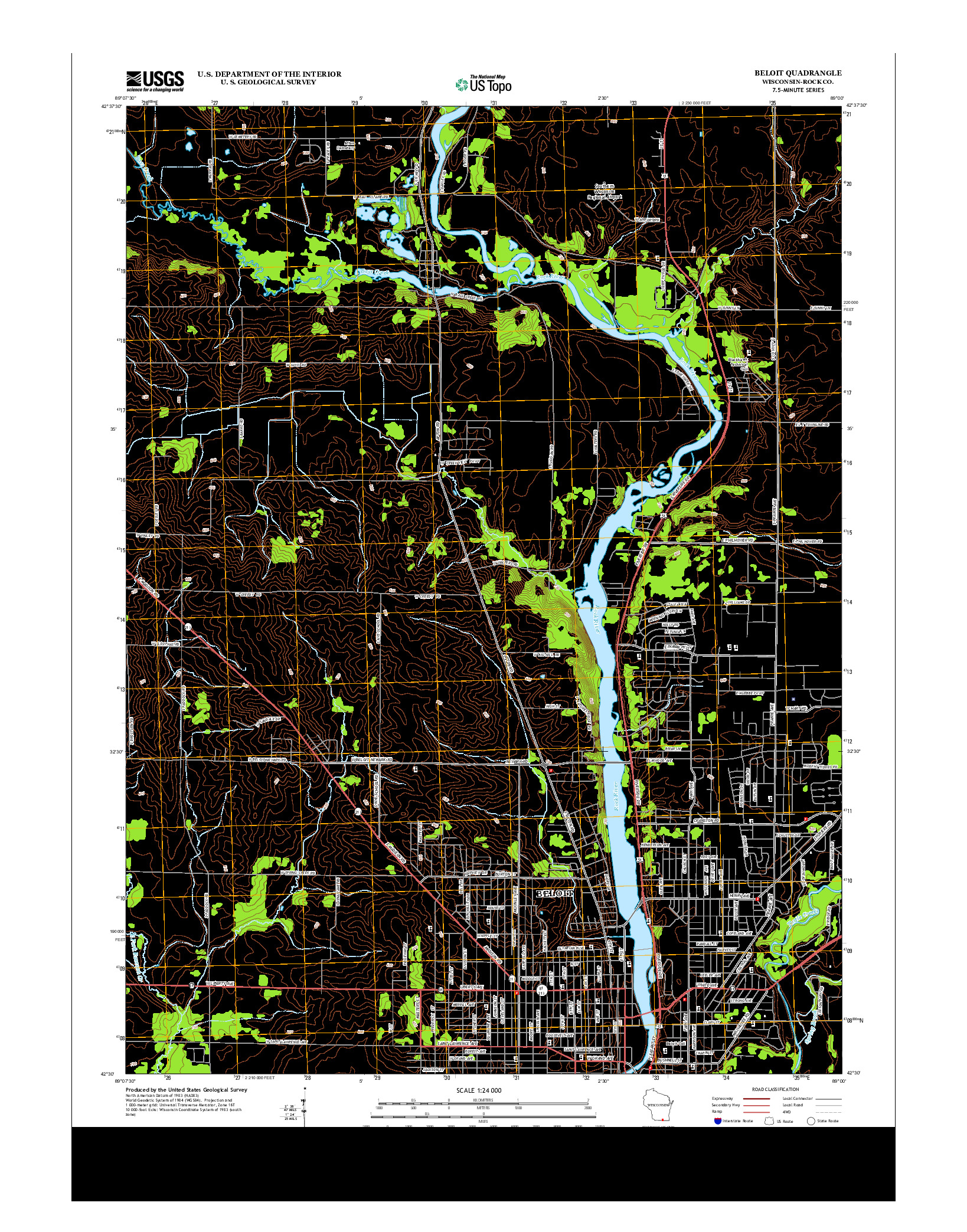 USGS US TOPO 7.5-MINUTE MAP FOR BELOIT, WI 2013