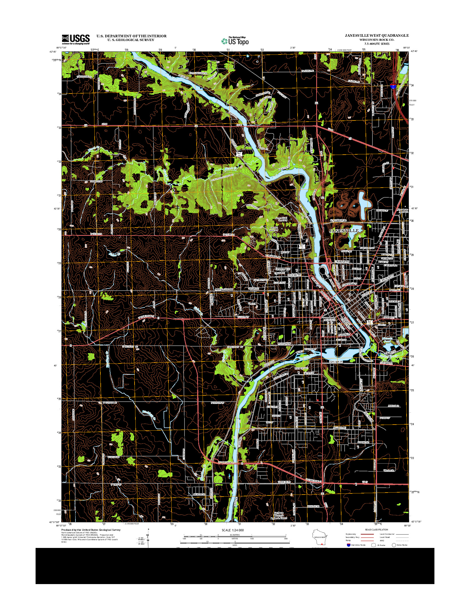 USGS US TOPO 7.5-MINUTE MAP FOR JANESVILLE WEST, WI 2013
