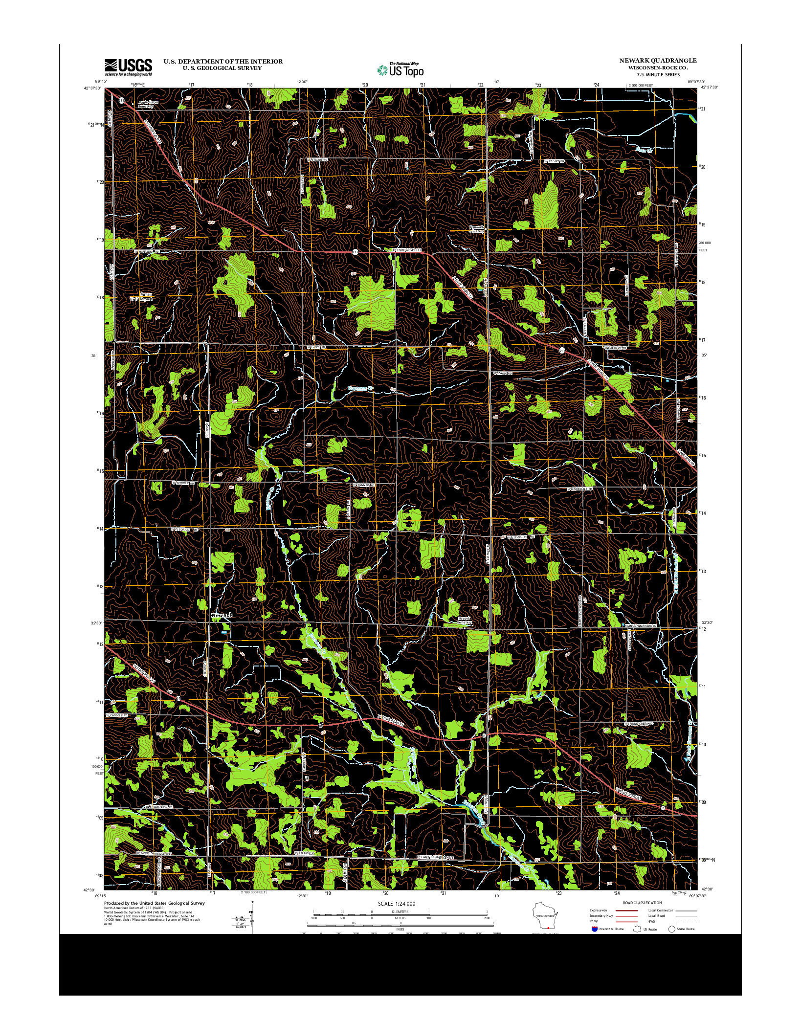 USGS US TOPO 7.5-MINUTE MAP FOR NEWARK, WI 2013