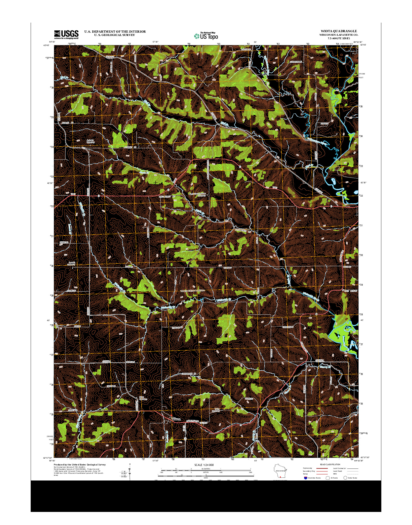 USGS US TOPO 7.5-MINUTE MAP FOR WIOTA, WI 2013