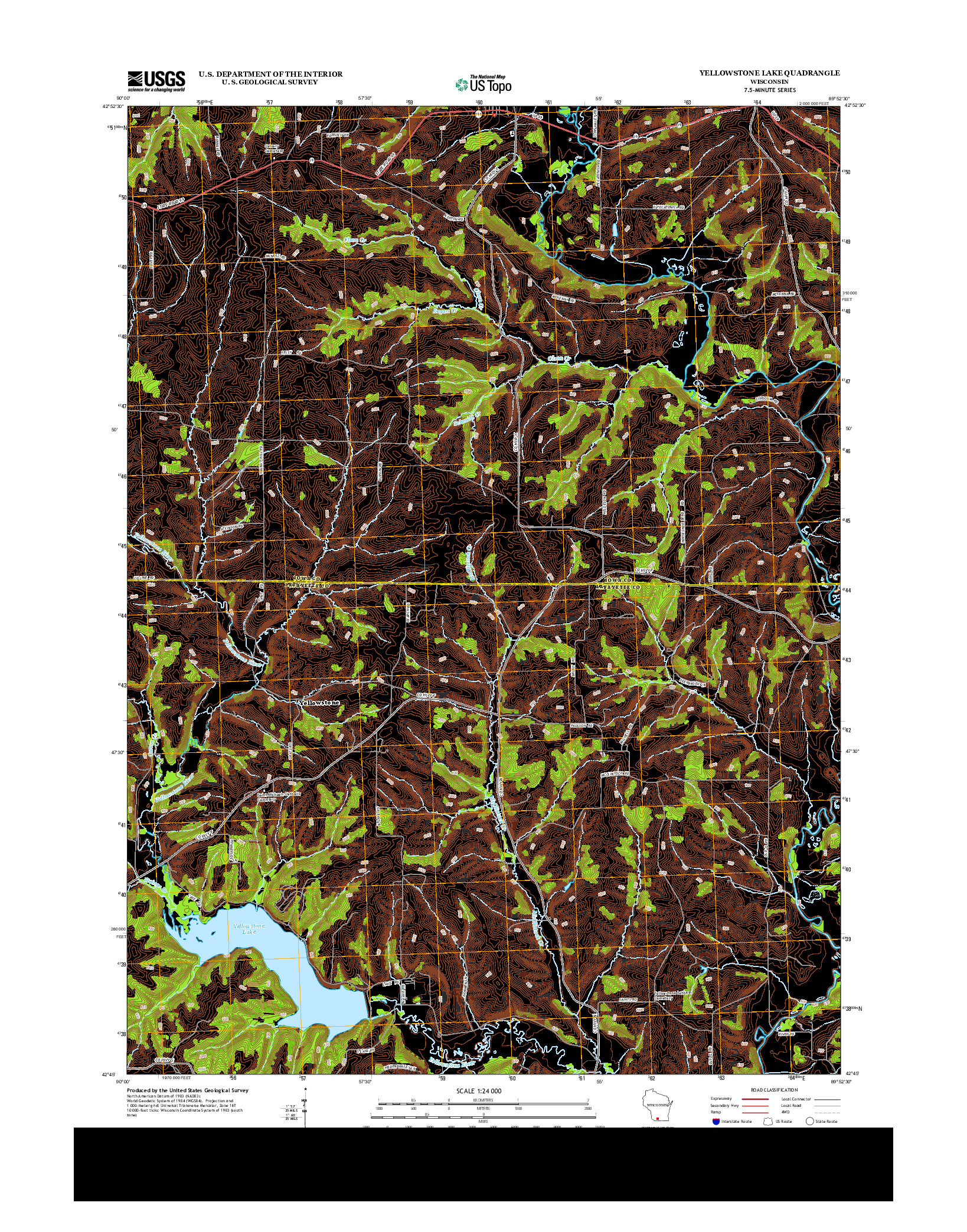 USGS US TOPO 7.5-MINUTE MAP FOR YELLOWSTONE LAKE, WI 2013