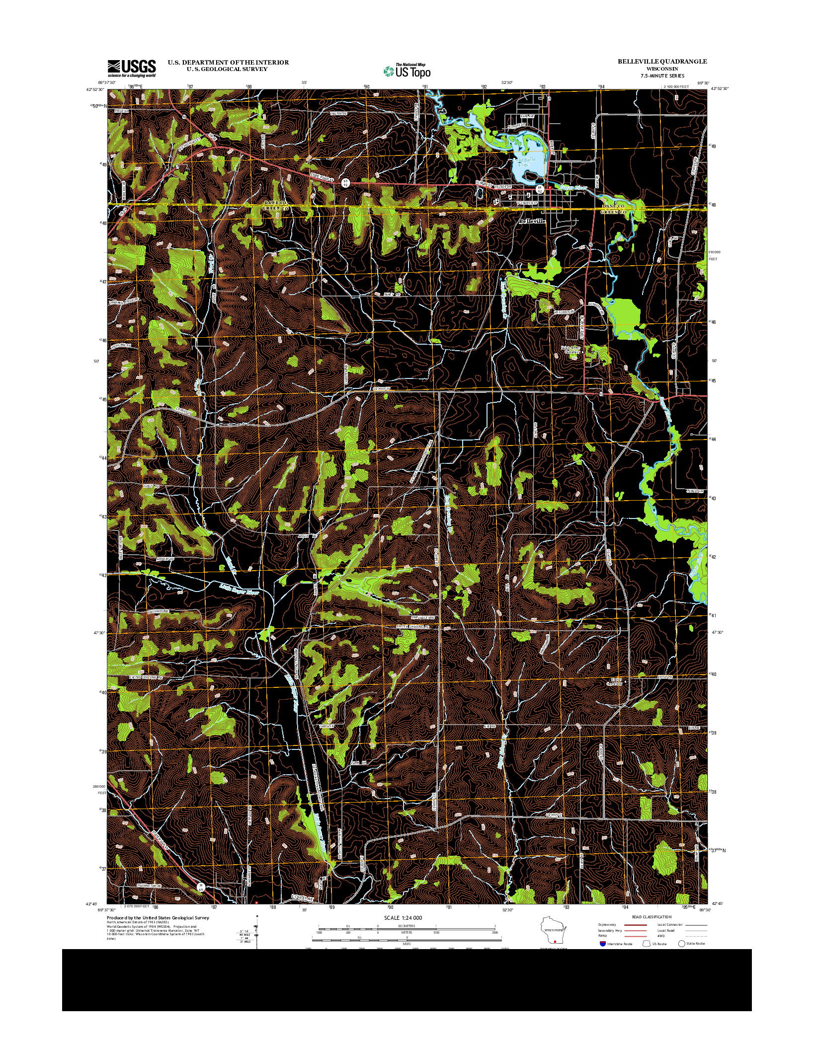 USGS US TOPO 7.5-MINUTE MAP FOR BELLEVILLE, WI 2013