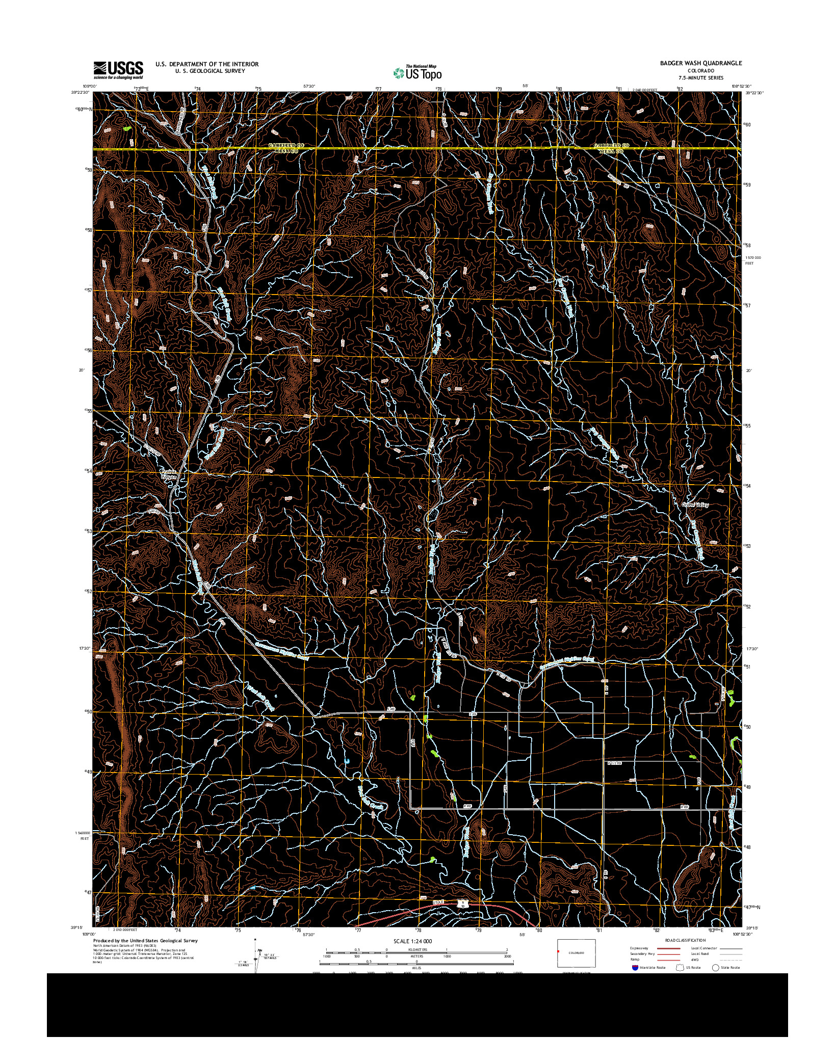 USGS US TOPO 7.5-MINUTE MAP FOR BADGER WASH, CO 2013