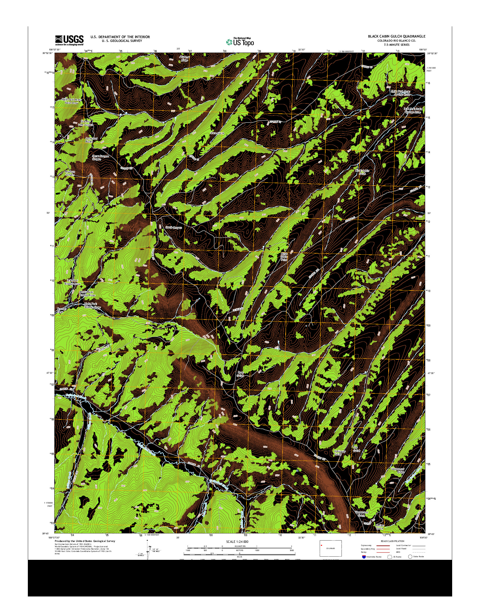 USGS US TOPO 7.5-MINUTE MAP FOR BLACK CABIN GULCH, CO 2013