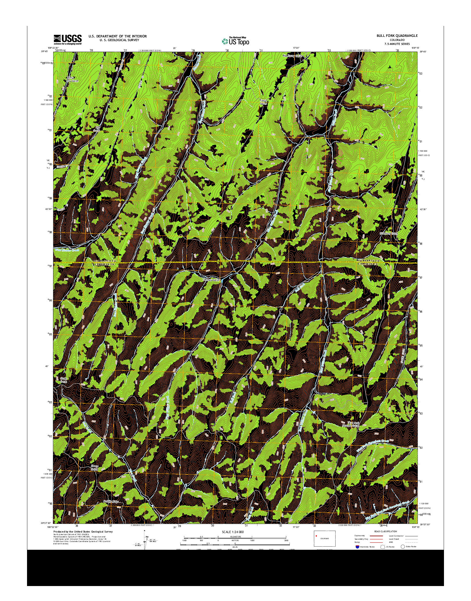 USGS US TOPO 7.5-MINUTE MAP FOR BULL FORK, CO 2013