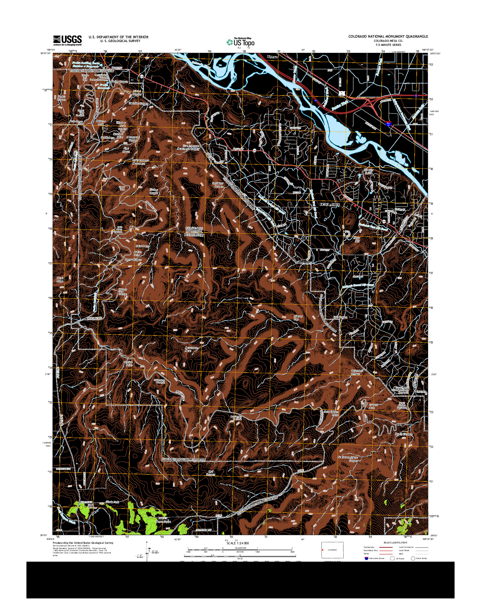 USGS US TOPO 7.5-MINUTE MAP FOR COLORADO NATIONAL MONUMENT, CO 2013