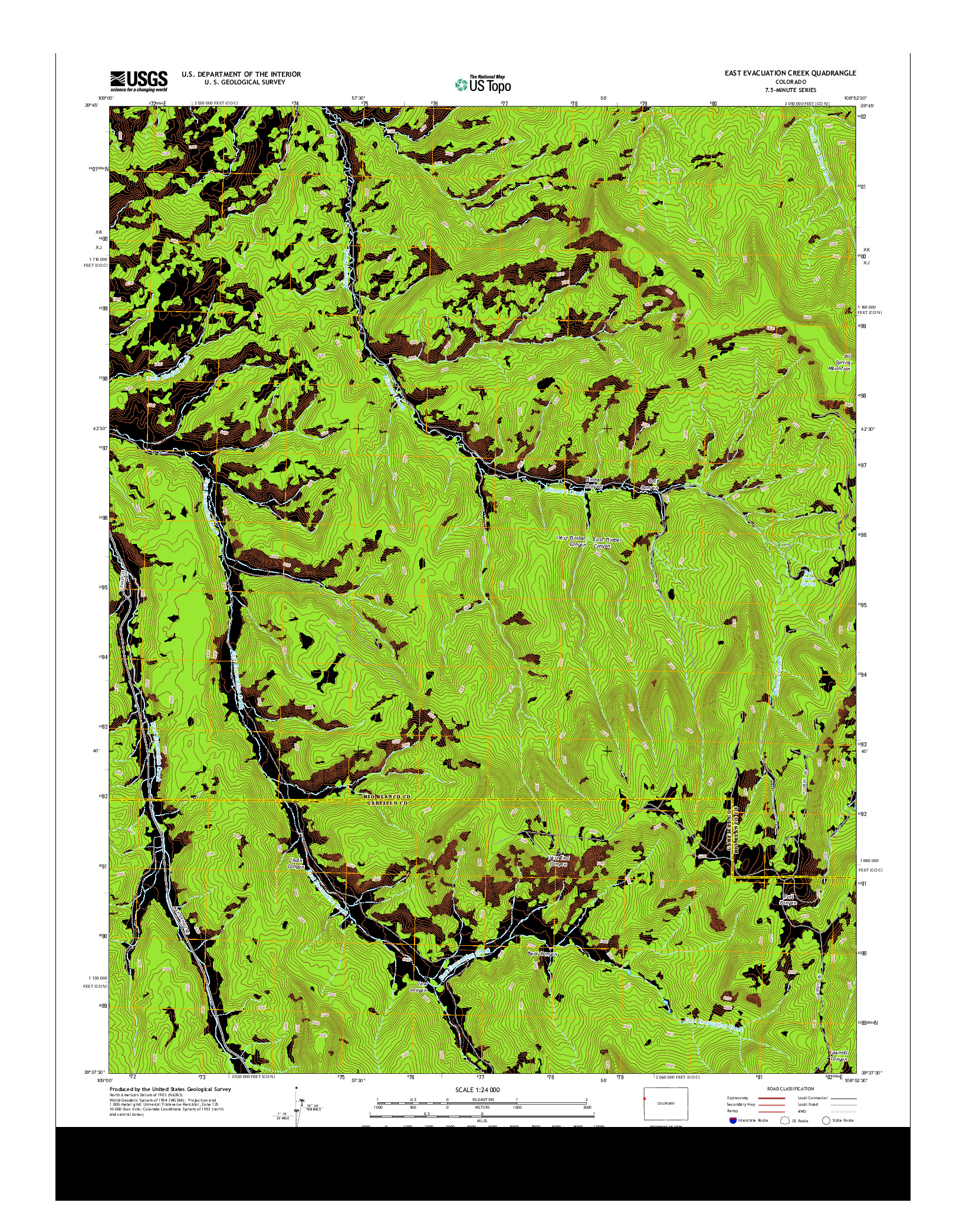 USGS US TOPO 7.5-MINUTE MAP FOR EAST EVACUATION CREEK, CO 2013