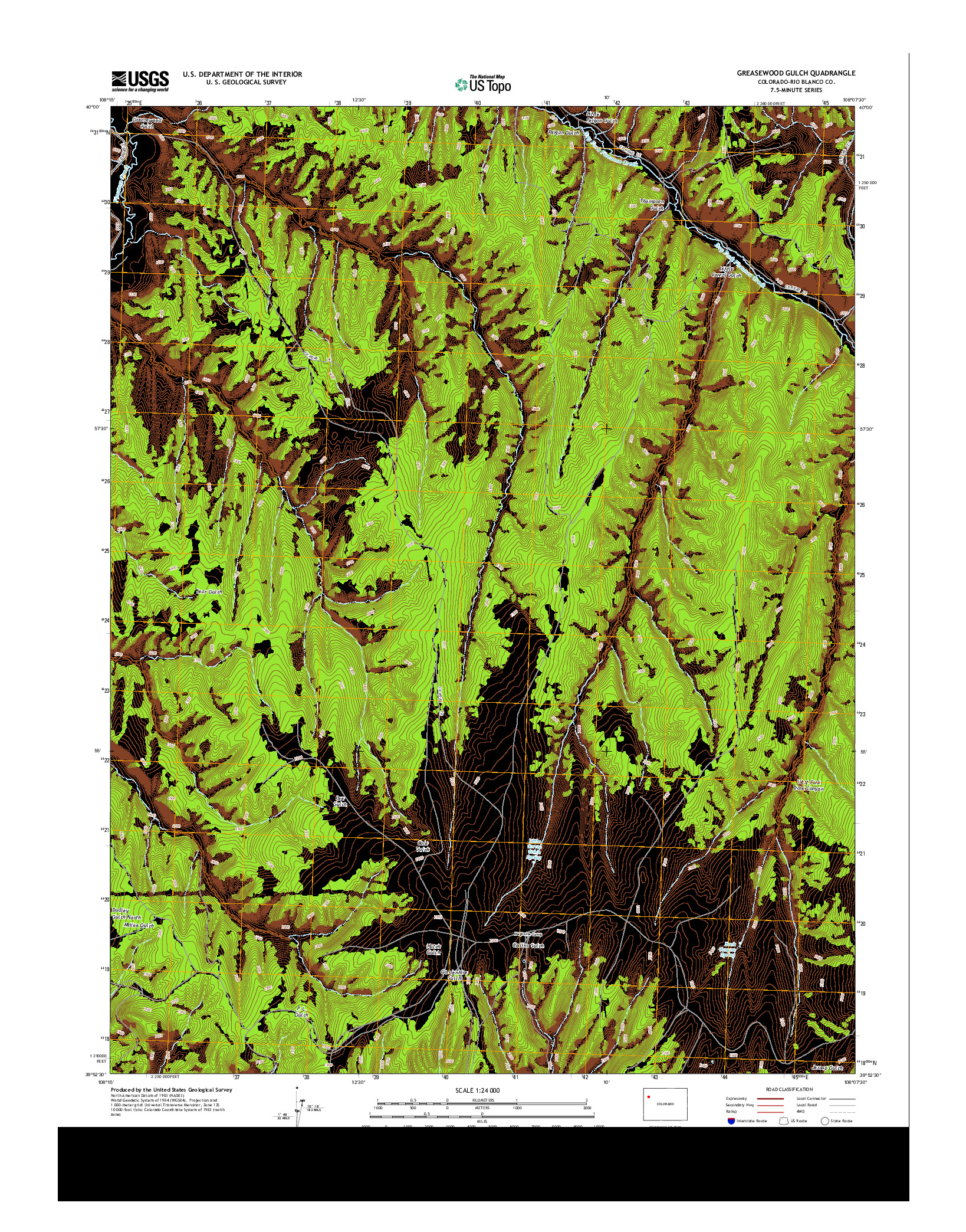 USGS US TOPO 7.5-MINUTE MAP FOR GREASEWOOD GULCH, CO 2013