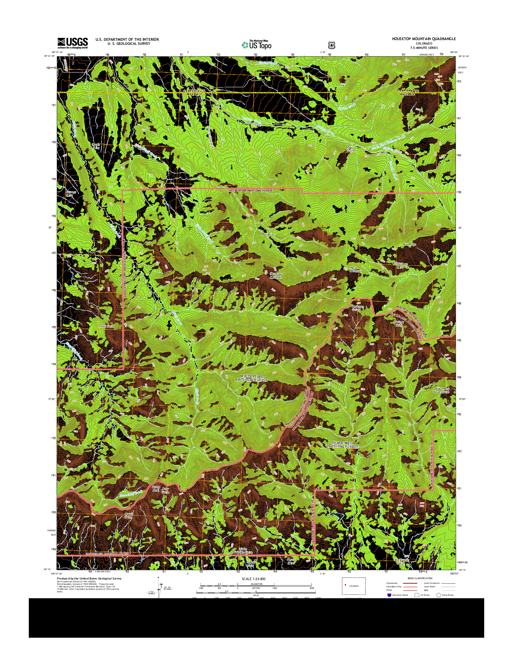 USGS US TOPO 7.5-MINUTE MAP FOR HOUSETOP MOUNTAIN, CO 2013