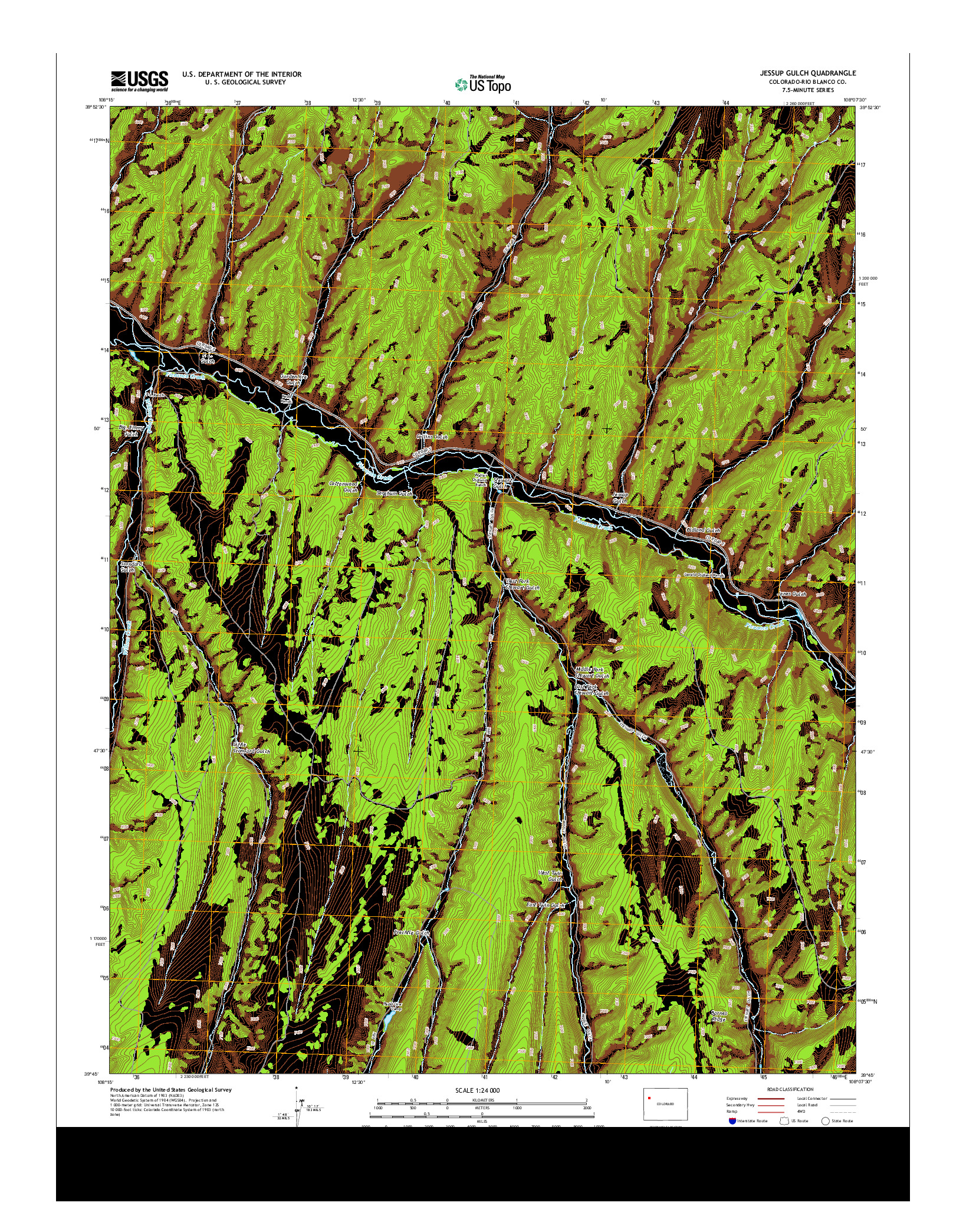 USGS US TOPO 7.5-MINUTE MAP FOR JESSUP GULCH, CO 2013