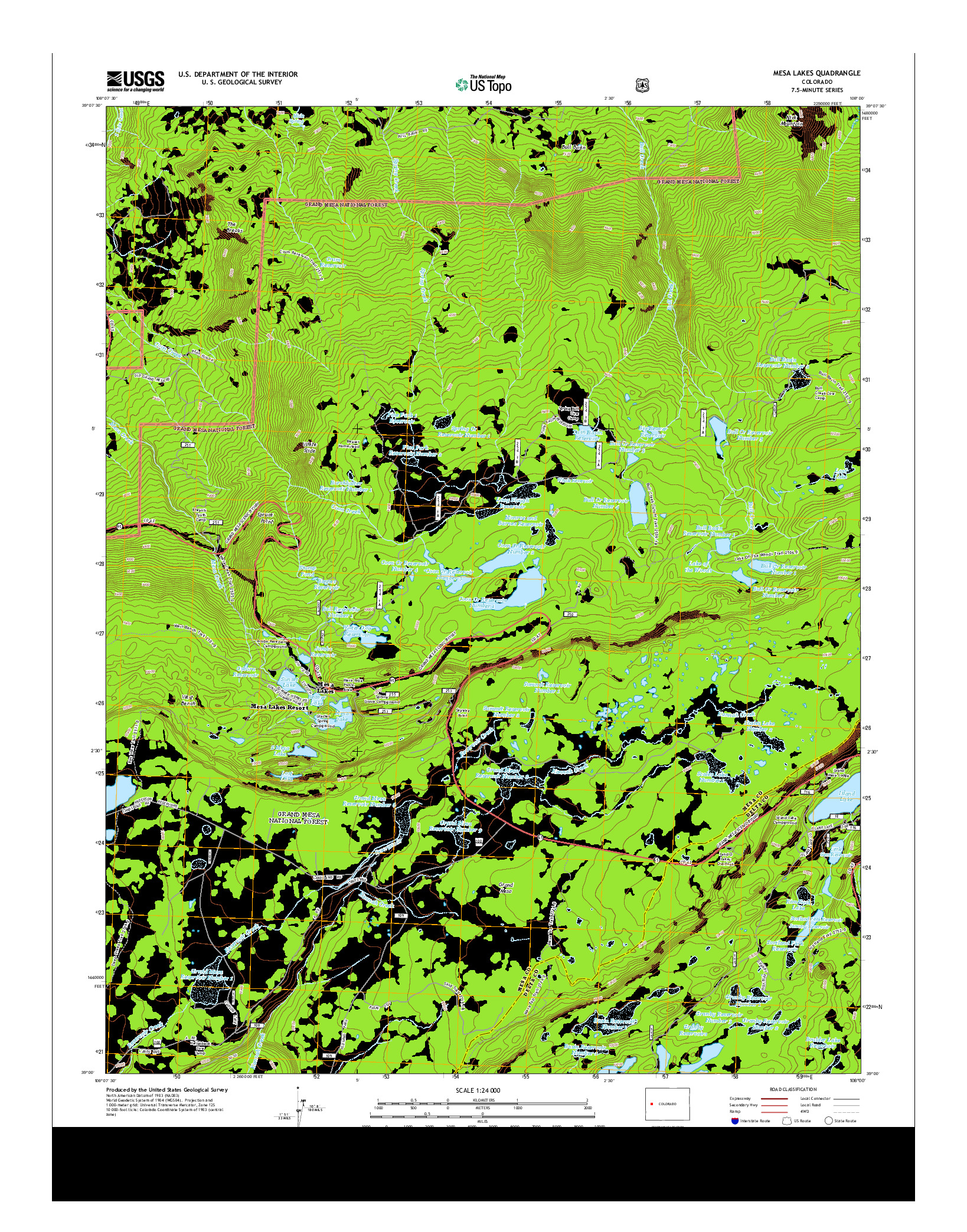 USGS US TOPO 7.5-MINUTE MAP FOR MESA LAKES, CO 2013