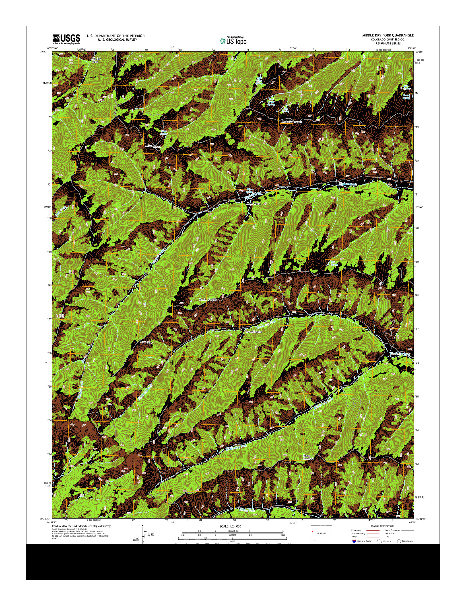 USGS US TOPO 7.5-MINUTE MAP FOR MIDDLE DRY FORK, CO 2013