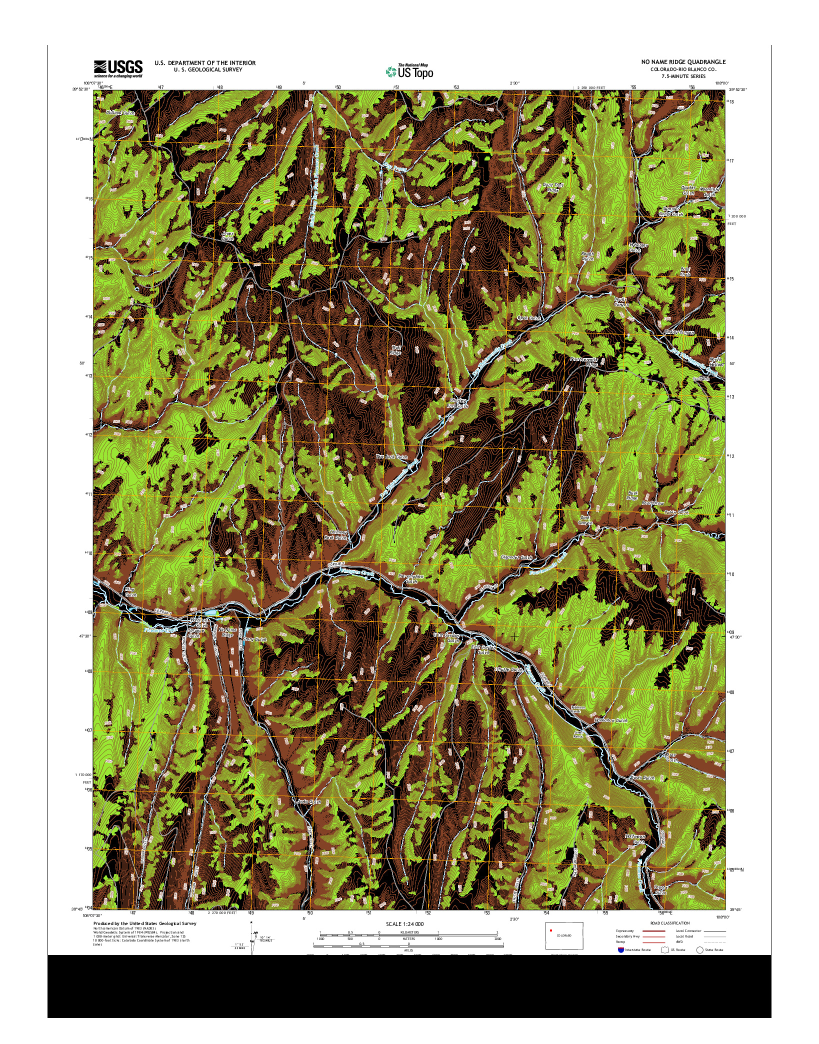 USGS US TOPO 7.5-MINUTE MAP FOR NO NAME RIDGE, CO 2013