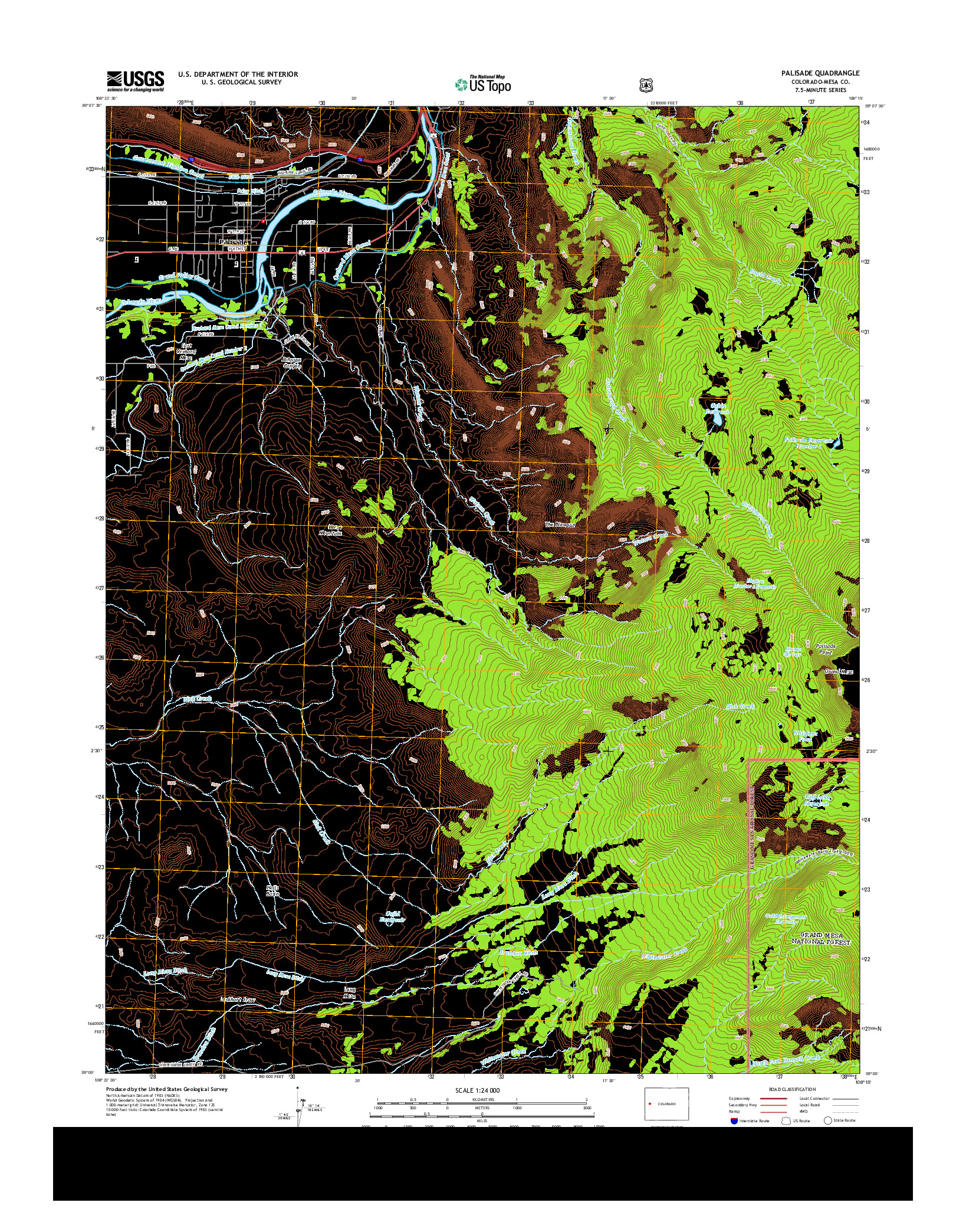 USGS US TOPO 7.5-MINUTE MAP FOR PALISADE, CO 2013