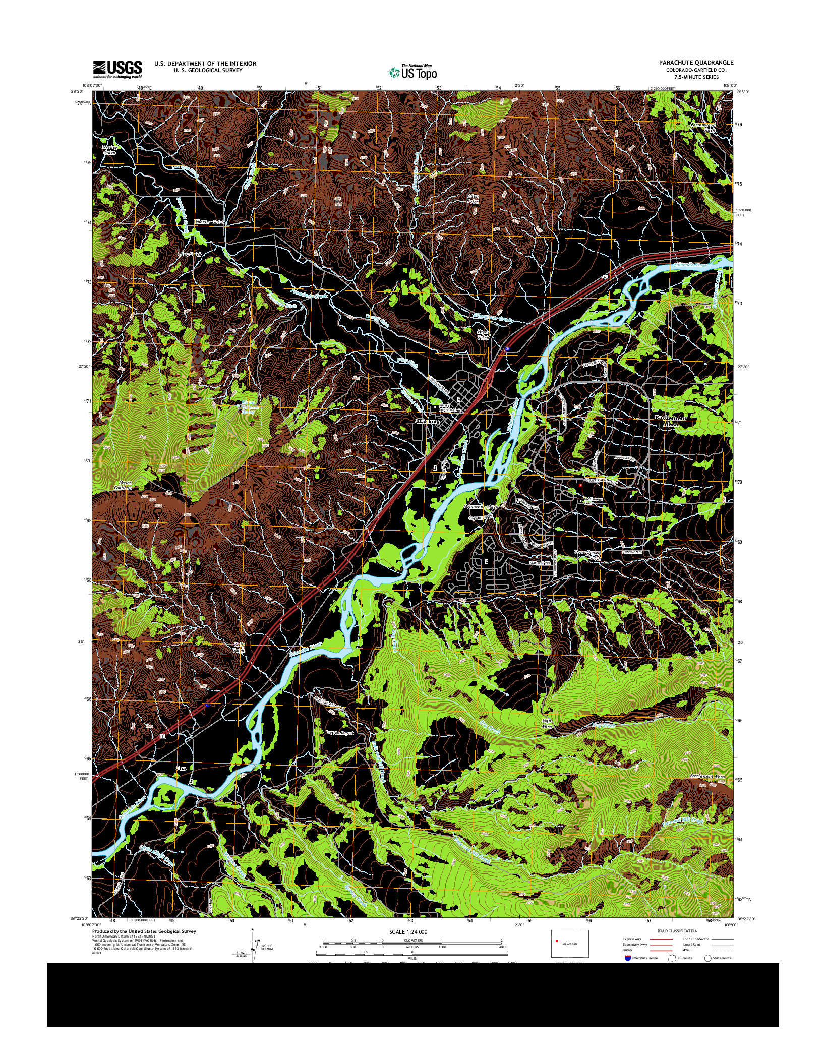 USGS US TOPO 7.5-MINUTE MAP FOR PARACHUTE, CO 2013