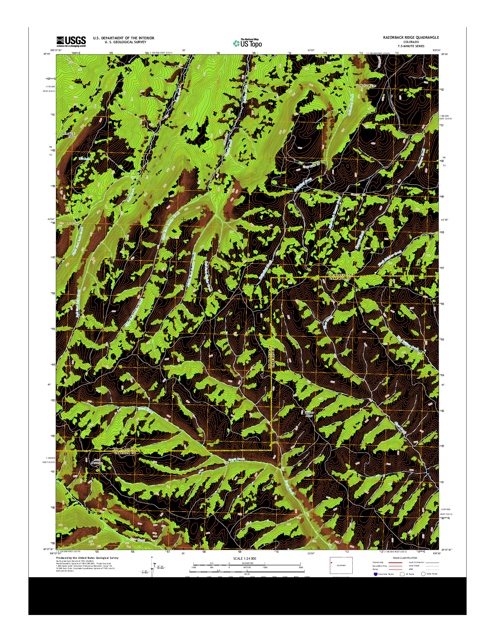 USGS US TOPO 7.5-MINUTE MAP FOR RAZORBACK RIDGE, CO 2013