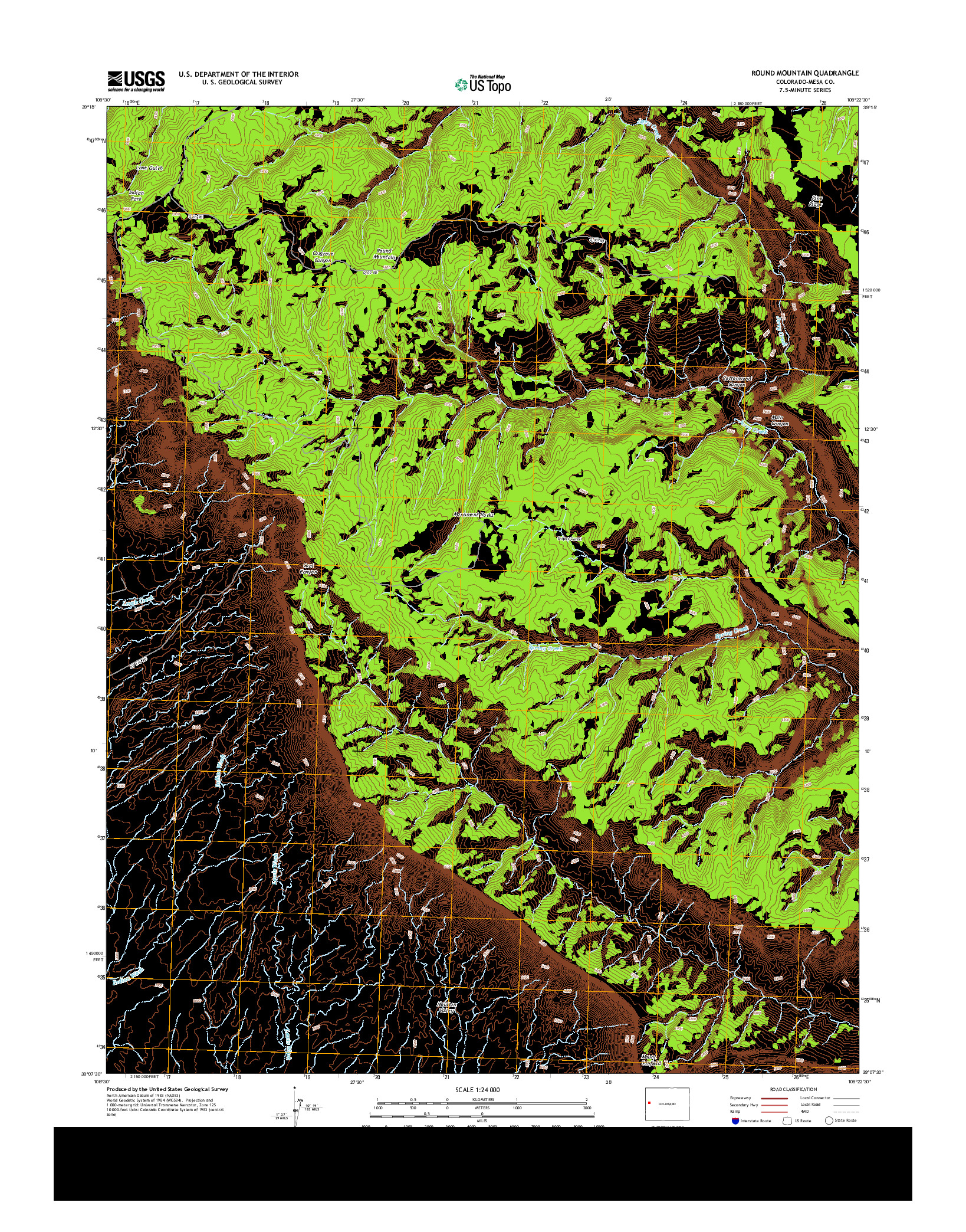 USGS US TOPO 7.5-MINUTE MAP FOR ROUND MOUNTAIN, CO 2013