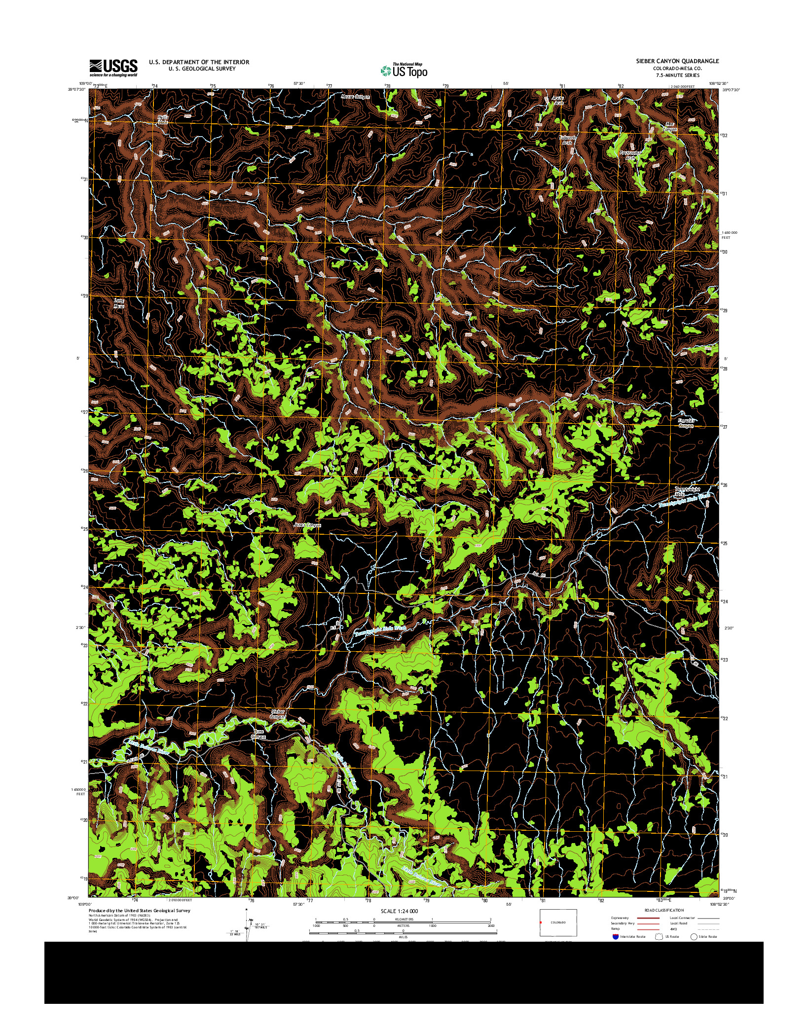 USGS US TOPO 7.5-MINUTE MAP FOR SIEBER CANYON, CO 2013