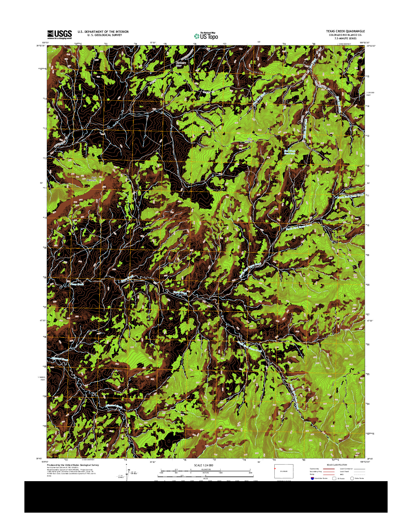 USGS US TOPO 7.5-MINUTE MAP FOR TEXAS CREEK, CO 2013