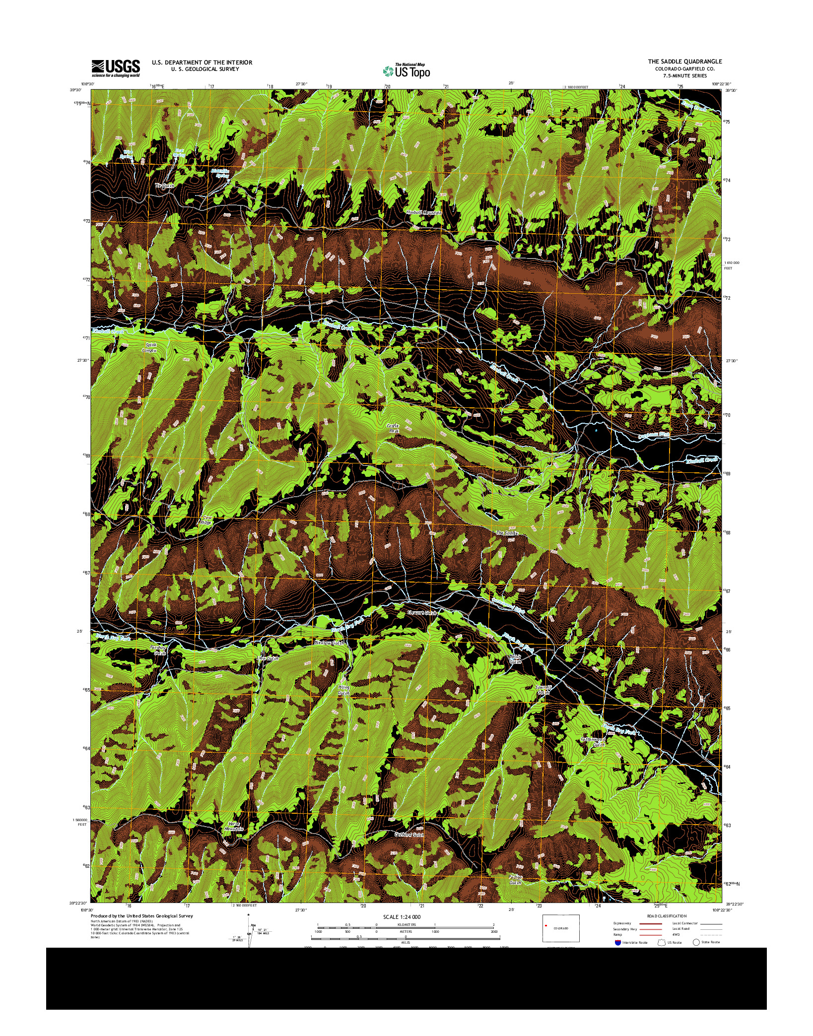 USGS US TOPO 7.5-MINUTE MAP FOR THE SADDLE, CO 2013