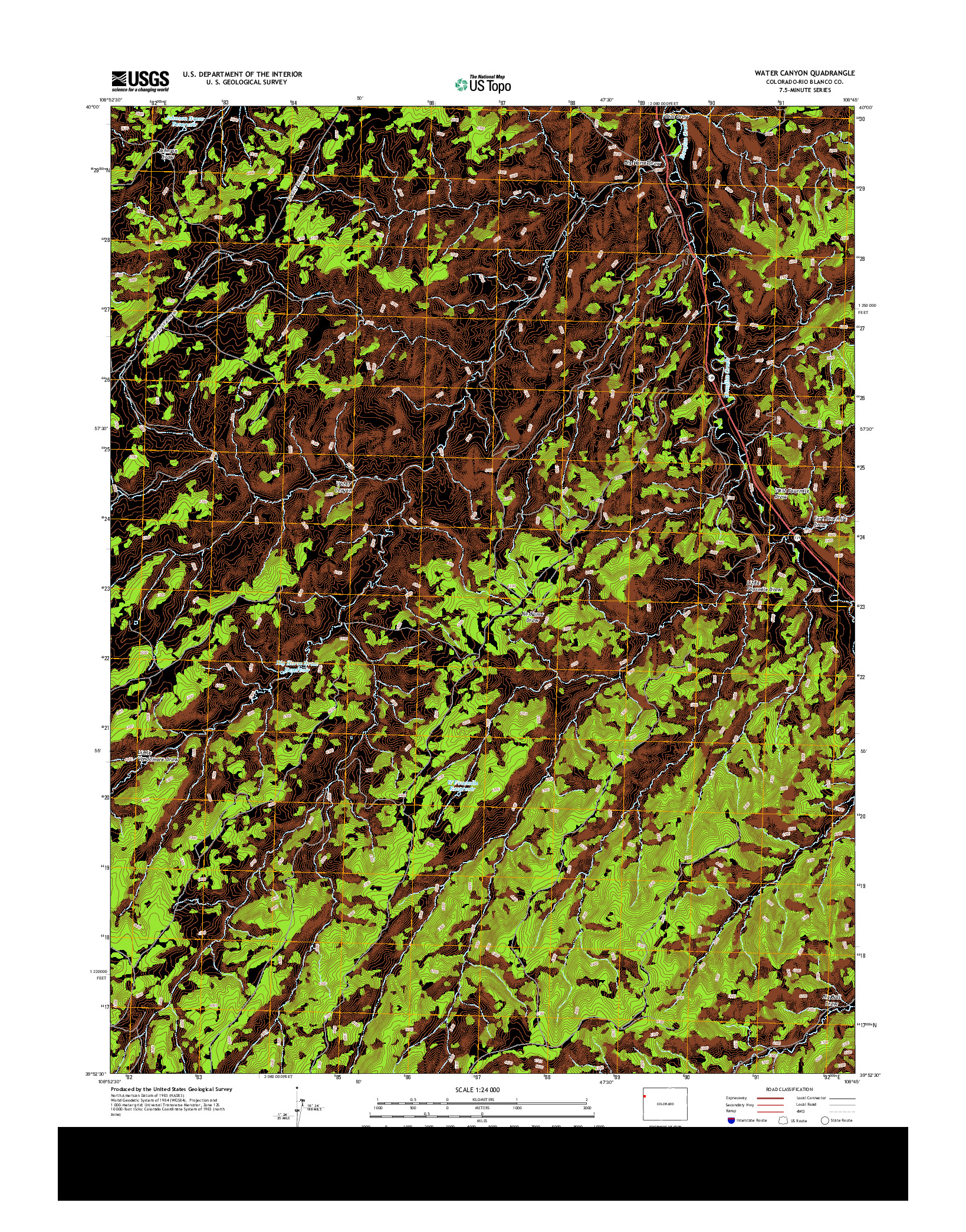 USGS US TOPO 7.5-MINUTE MAP FOR WATER CANYON, CO 2013