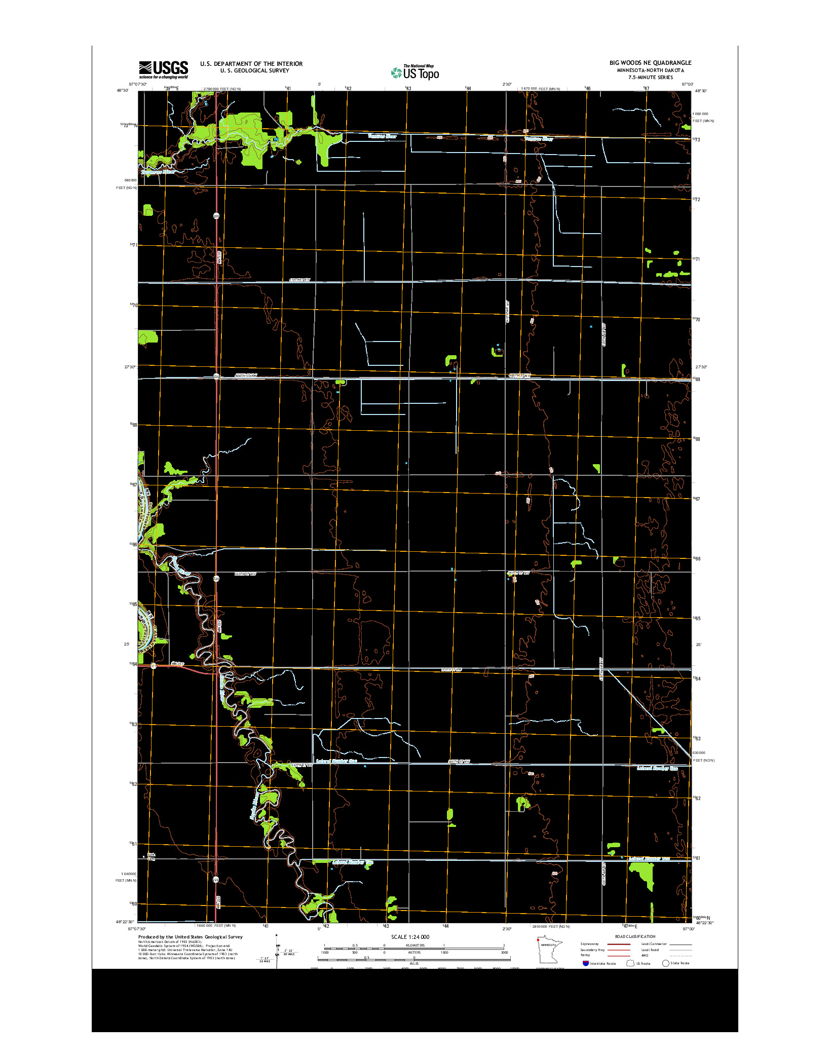 USGS US TOPO 7.5-MINUTE MAP FOR BIG WOODS NE, MN-ND 2013