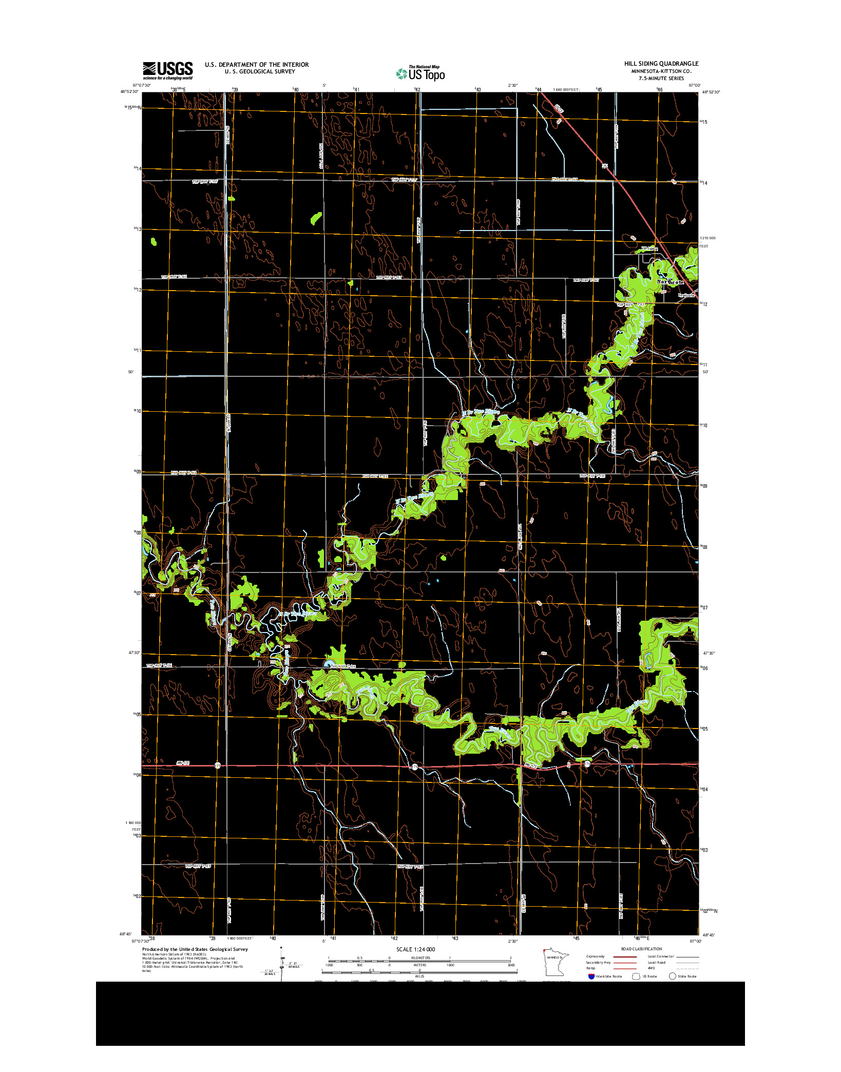 USGS US TOPO 7.5-MINUTE MAP FOR HILL SIDING, MN 2013