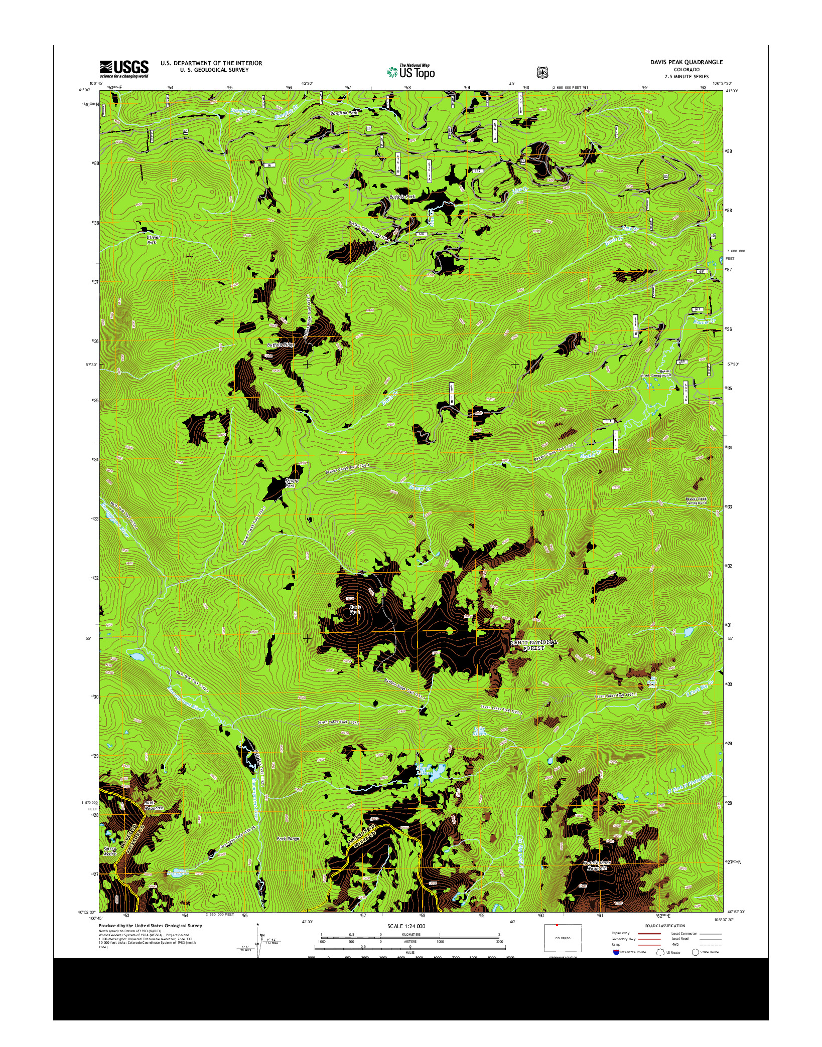 USGS US TOPO 7.5-MINUTE MAP FOR DAVIS PEAK, CO 2013