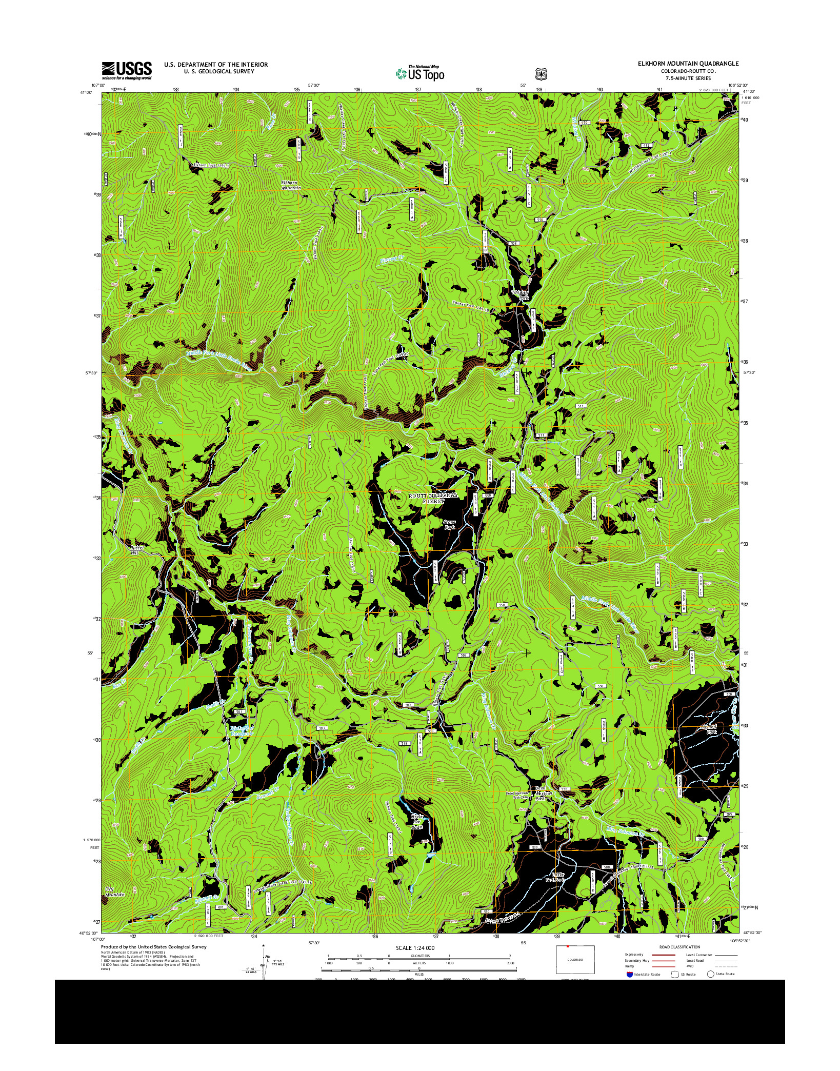 USGS US TOPO 7.5-MINUTE MAP FOR ELKHORN MOUNTAIN, CO 2013