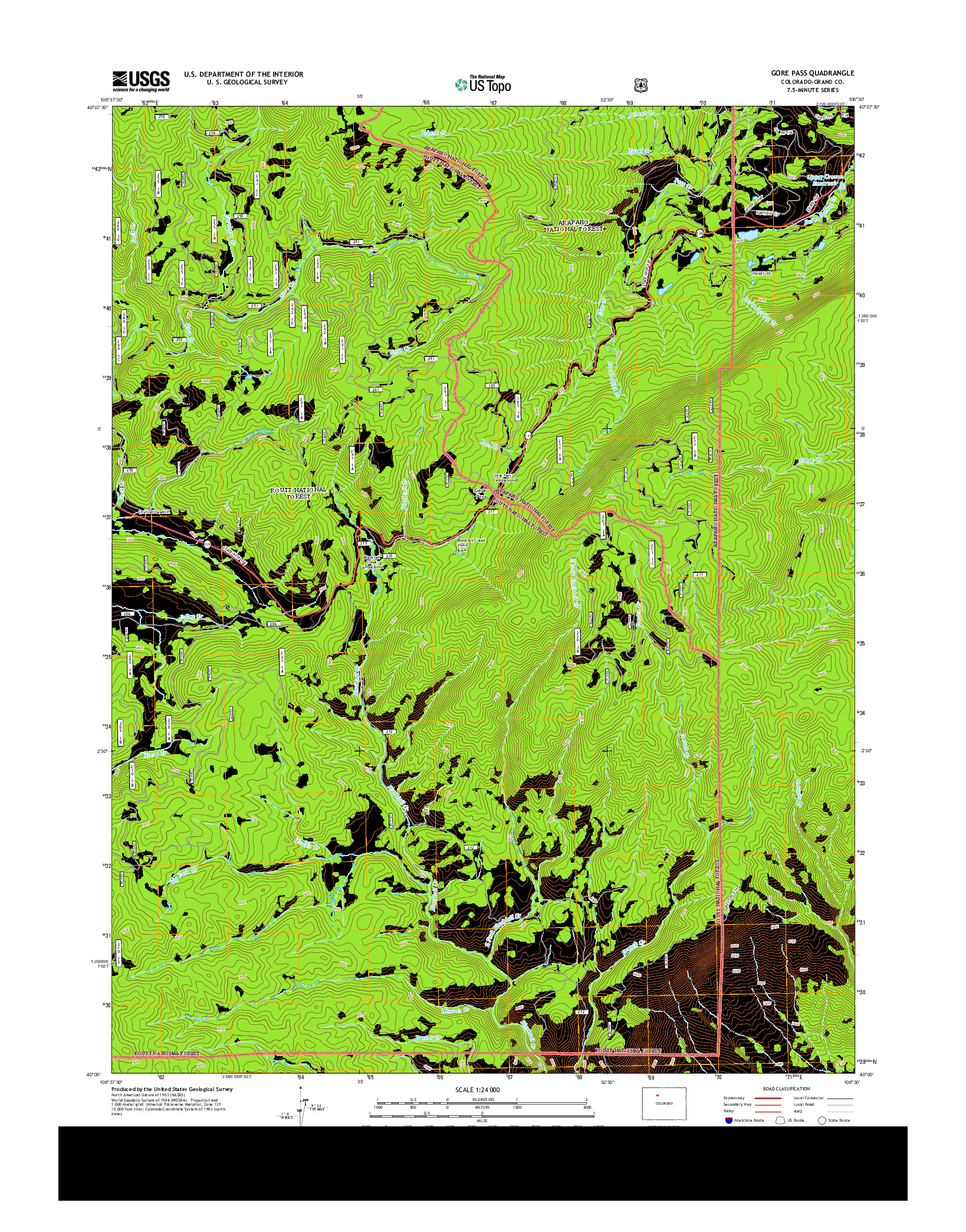 USGS US TOPO 7.5-MINUTE MAP FOR GORE PASS, CO 2013