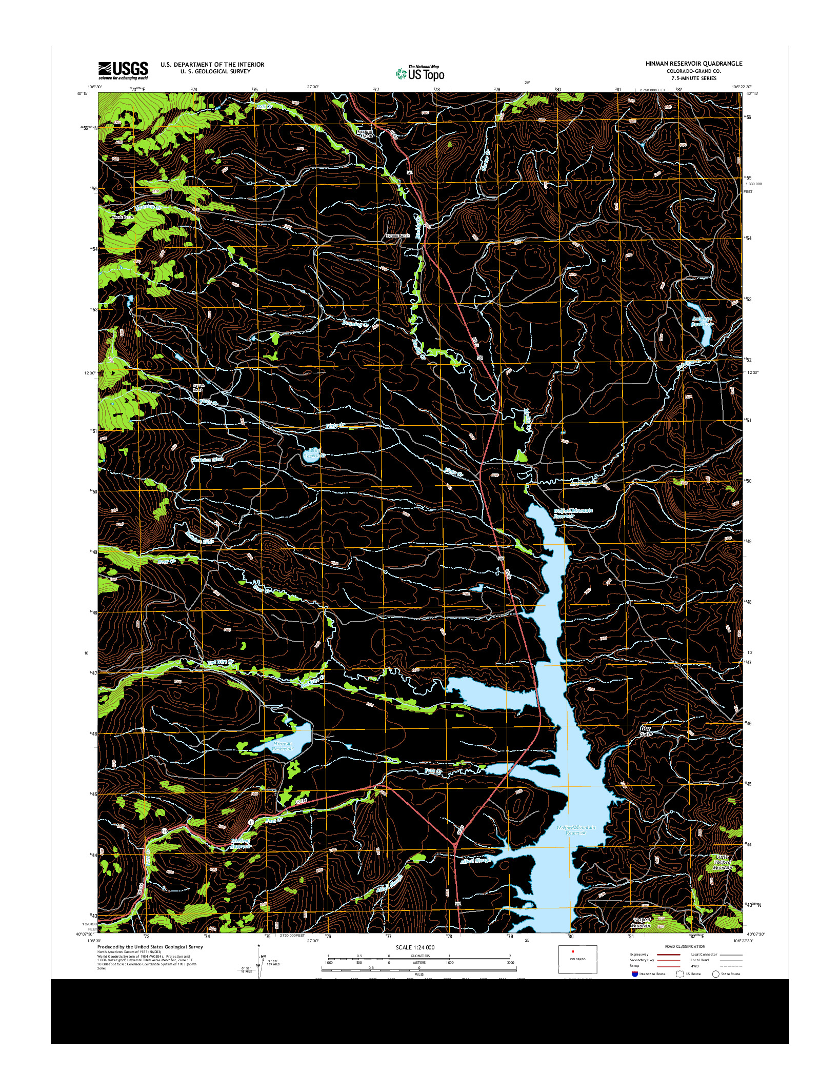 USGS US TOPO 7.5-MINUTE MAP FOR HINMAN RESERVOIR, CO 2013