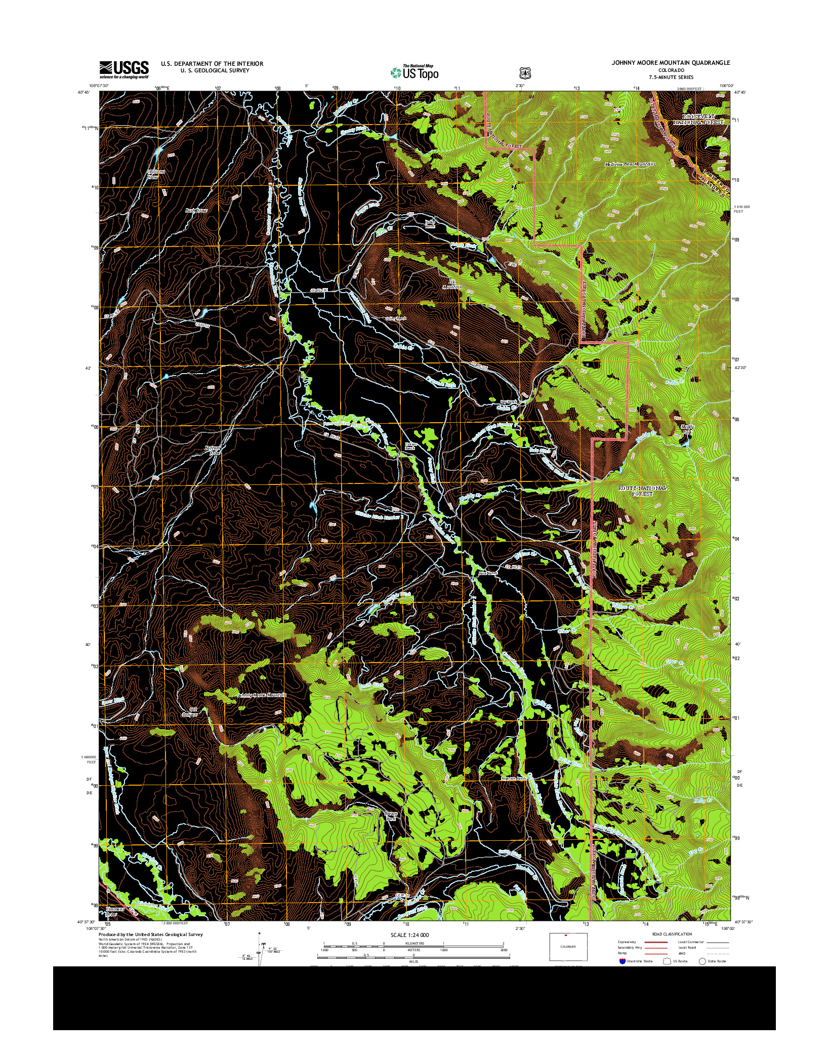 USGS US TOPO 7.5-MINUTE MAP FOR JOHNNY MOORE MOUNTAIN, CO 2013