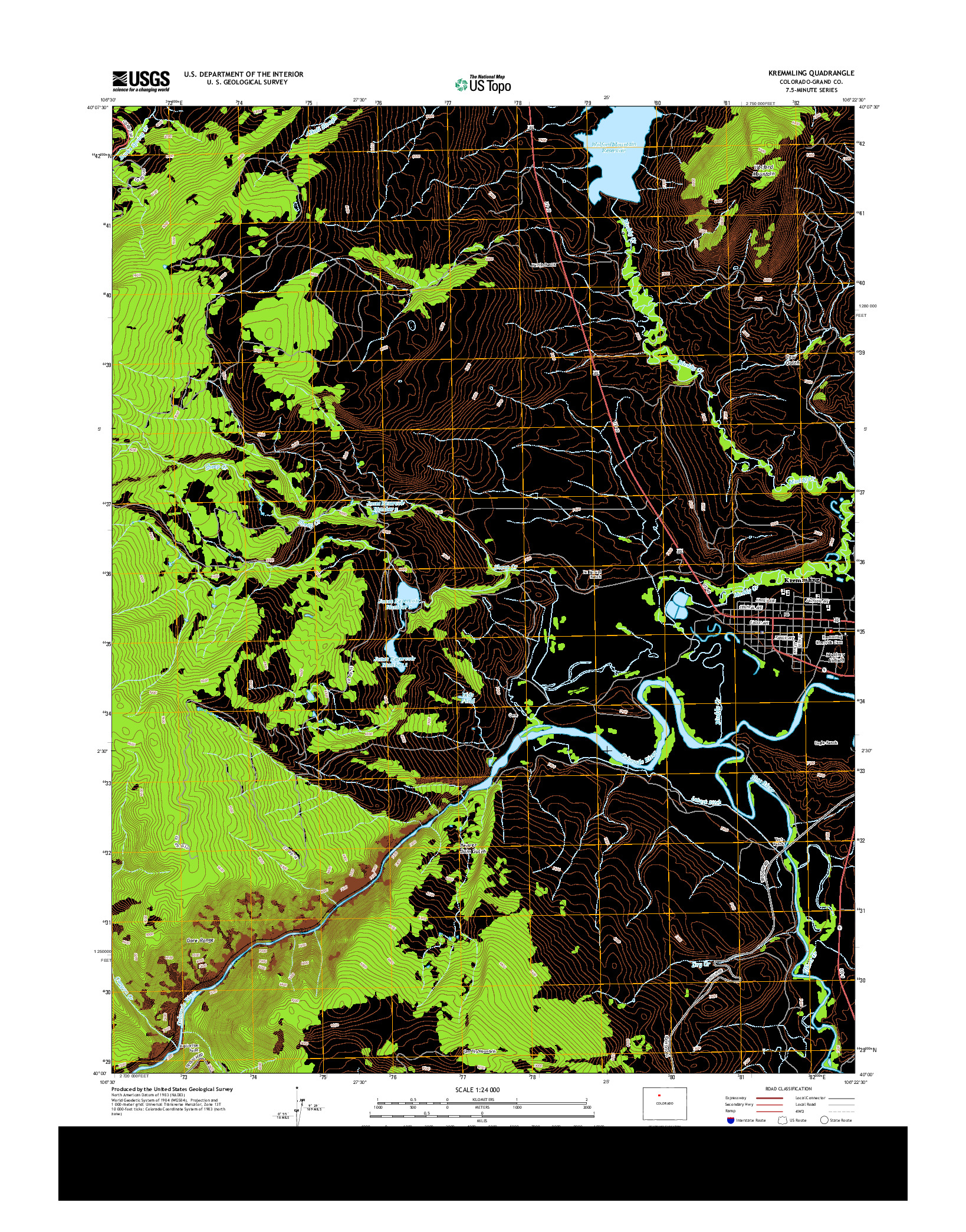 USGS US TOPO 7.5-MINUTE MAP FOR KREMMLING, CO 2013