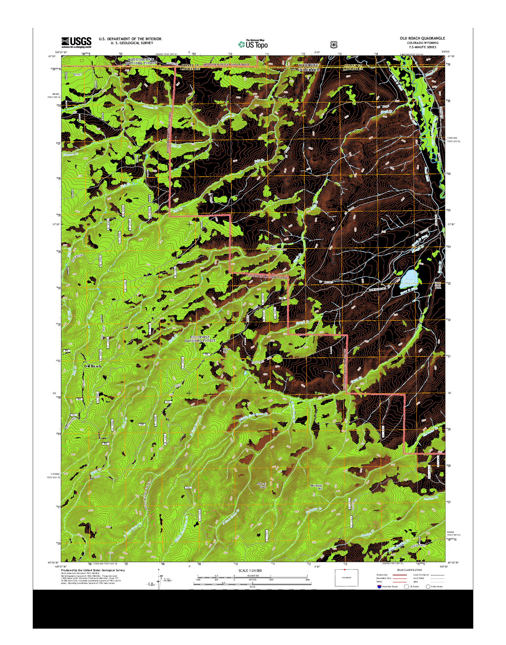 USGS US TOPO 7.5-MINUTE MAP FOR OLD ROACH, CO-WY 2013