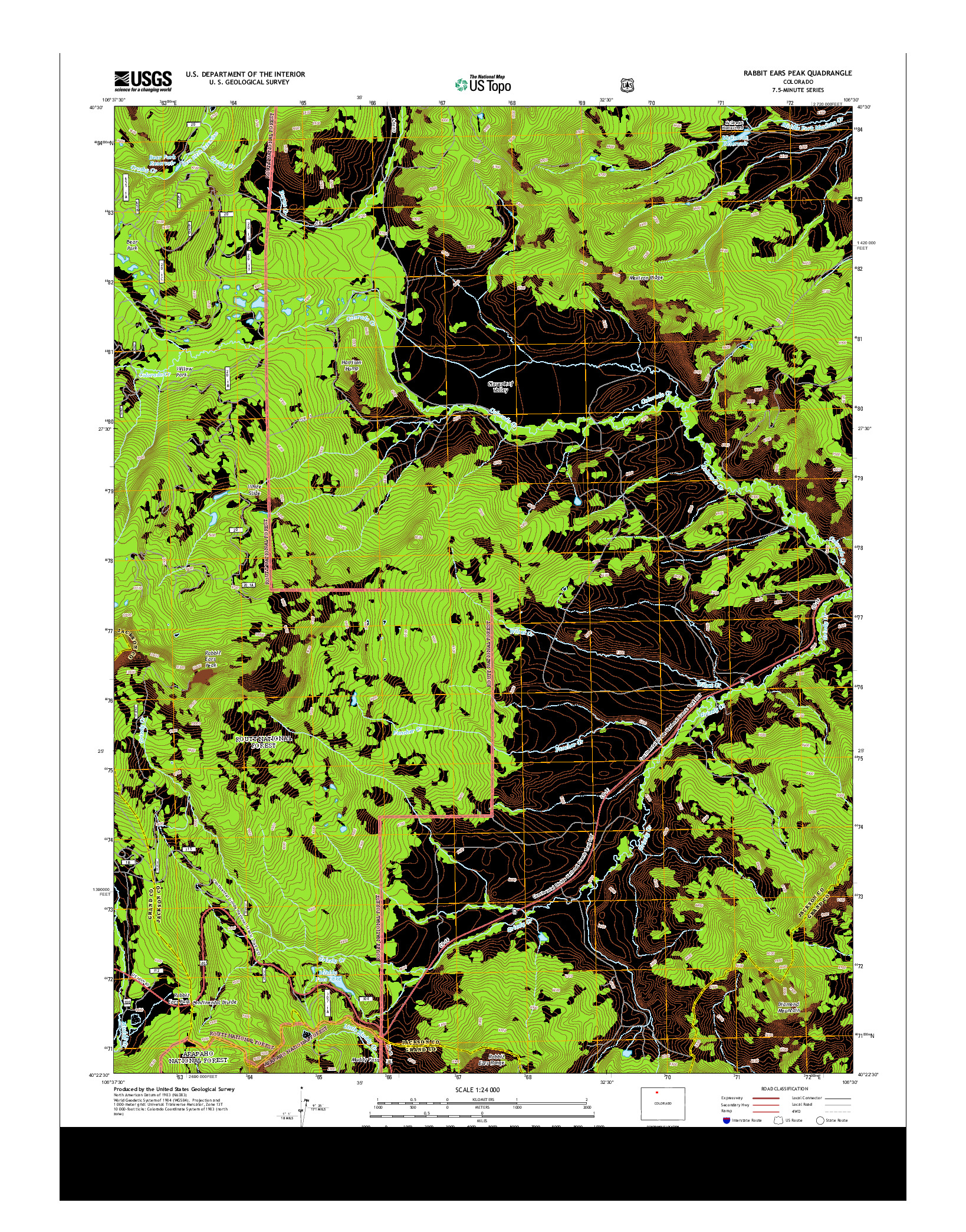 USGS US TOPO 7.5-MINUTE MAP FOR RABBIT EARS PEAK, CO 2013