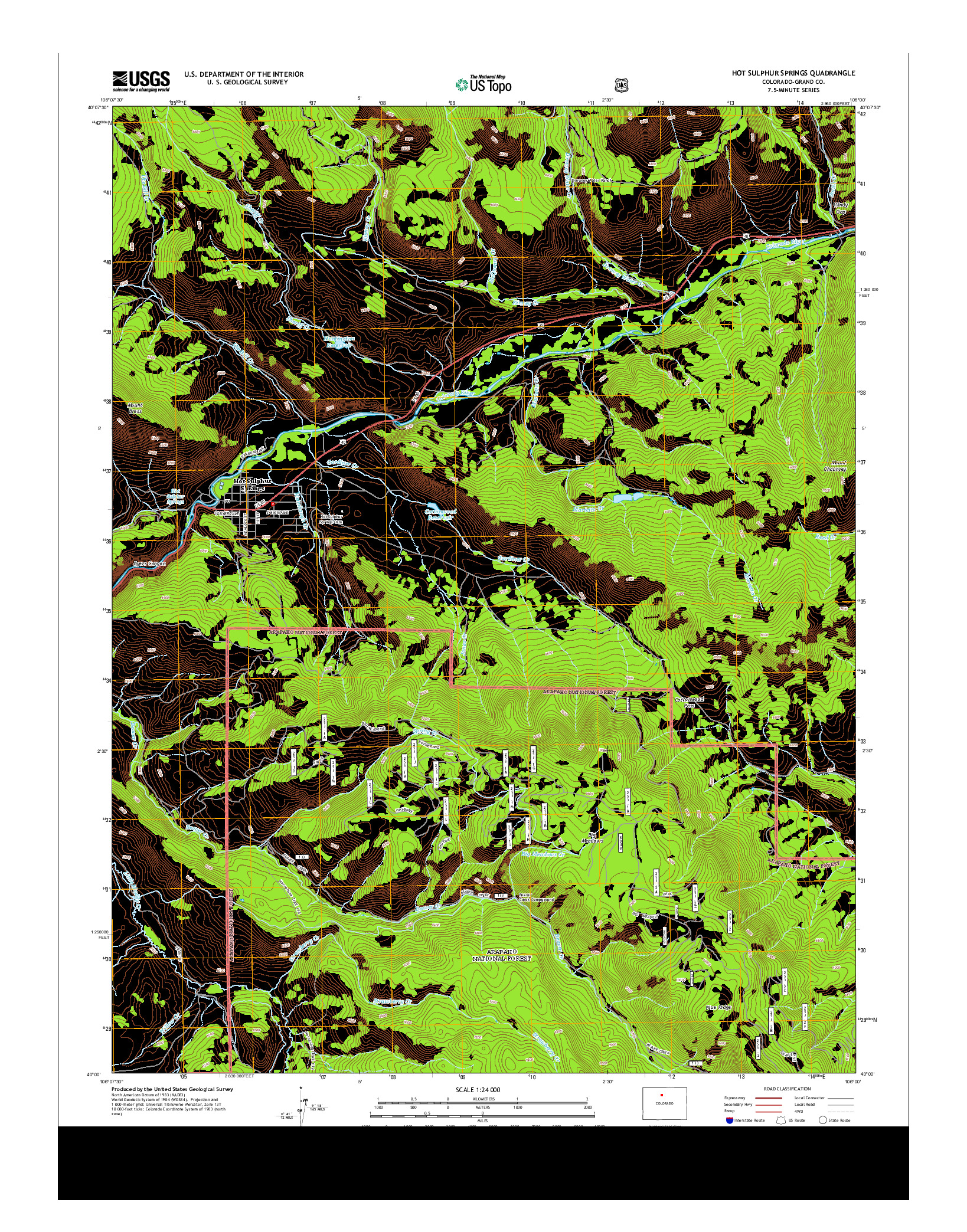 USGS US TOPO 7.5-MINUTE MAP FOR HOT SULPHUR SPRINGS, CO 2013