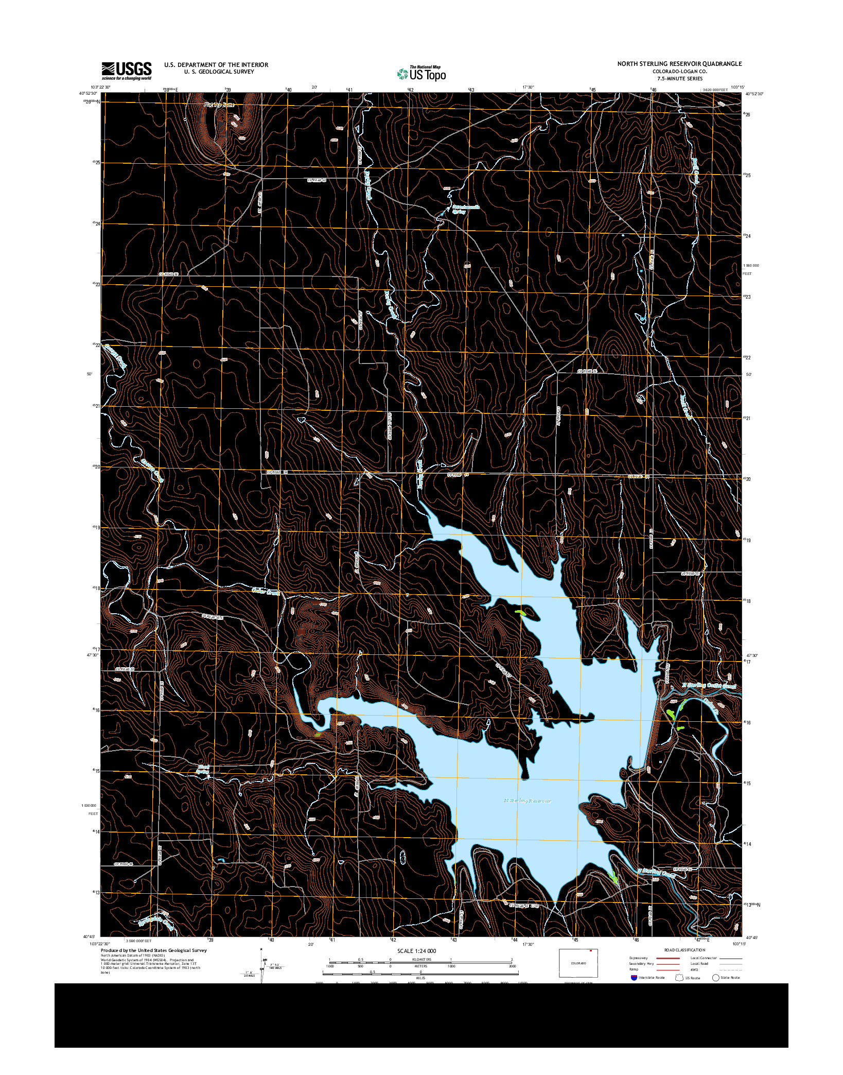 USGS US TOPO 7.5-MINUTE MAP FOR NORTH STERLING RESERVOIR, CO 2013
