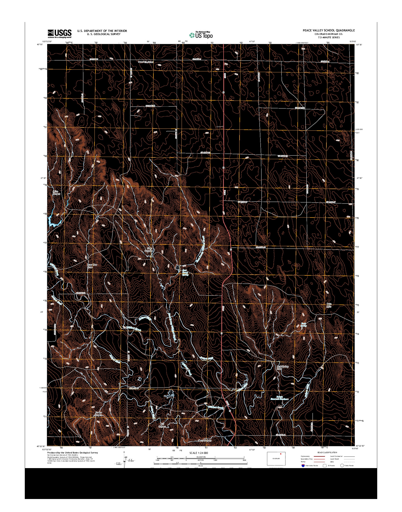 USGS US TOPO 7.5-MINUTE MAP FOR PEACE VALLEY SCHOOL, CO 2013