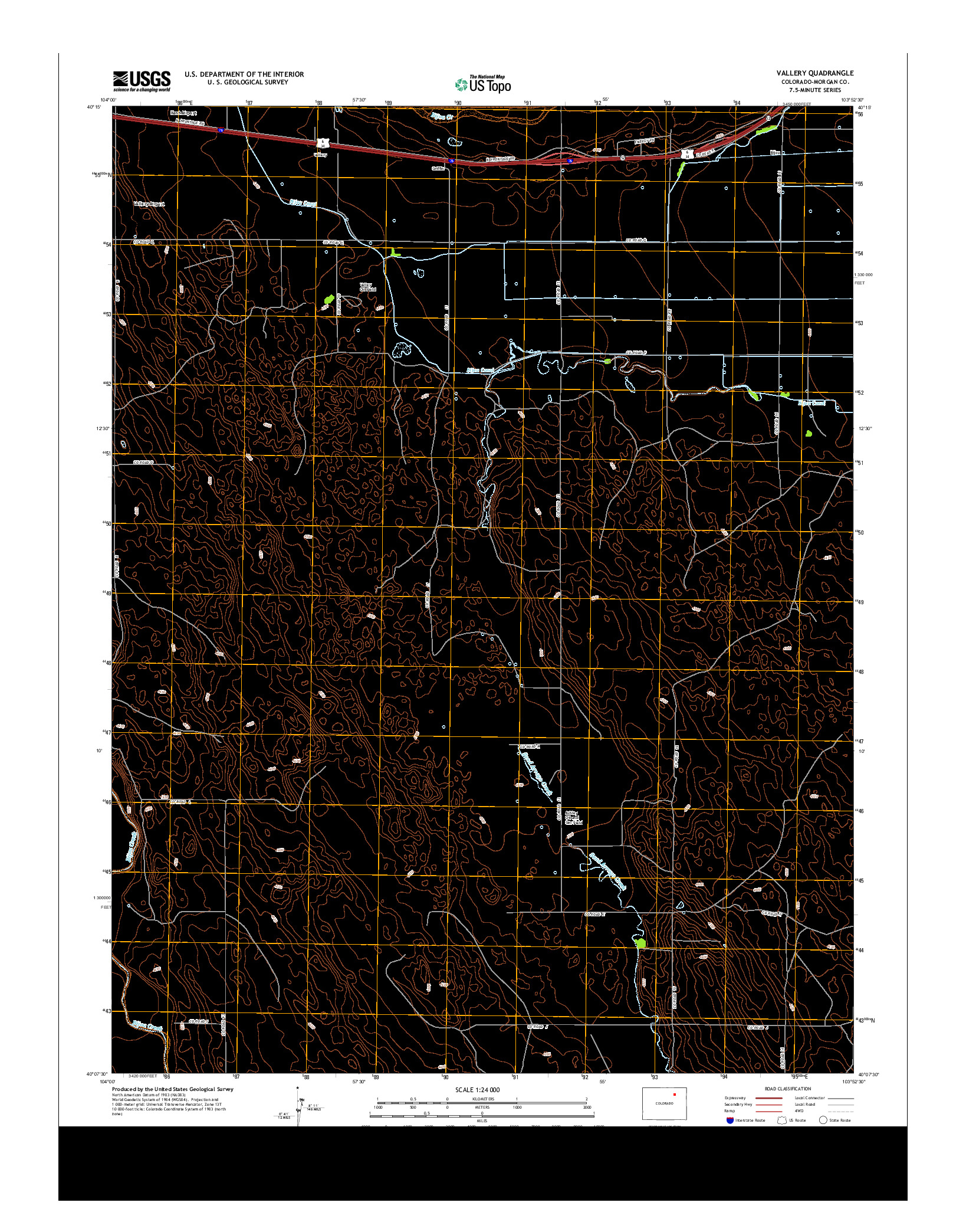 USGS US TOPO 7.5-MINUTE MAP FOR VALLERY, CO 2013