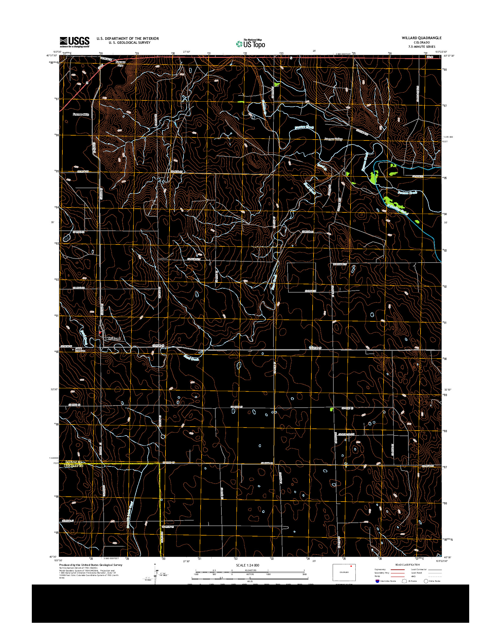 USGS US TOPO 7.5-MINUTE MAP FOR WILLARD, CO 2013