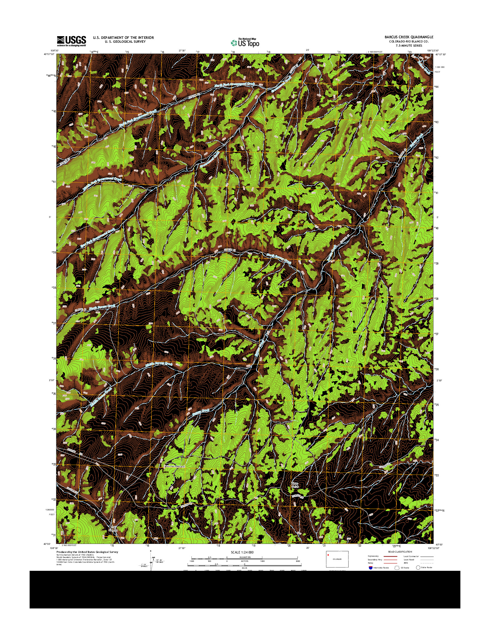 USGS US TOPO 7.5-MINUTE MAP FOR BARCUS CREEK, CO 2013