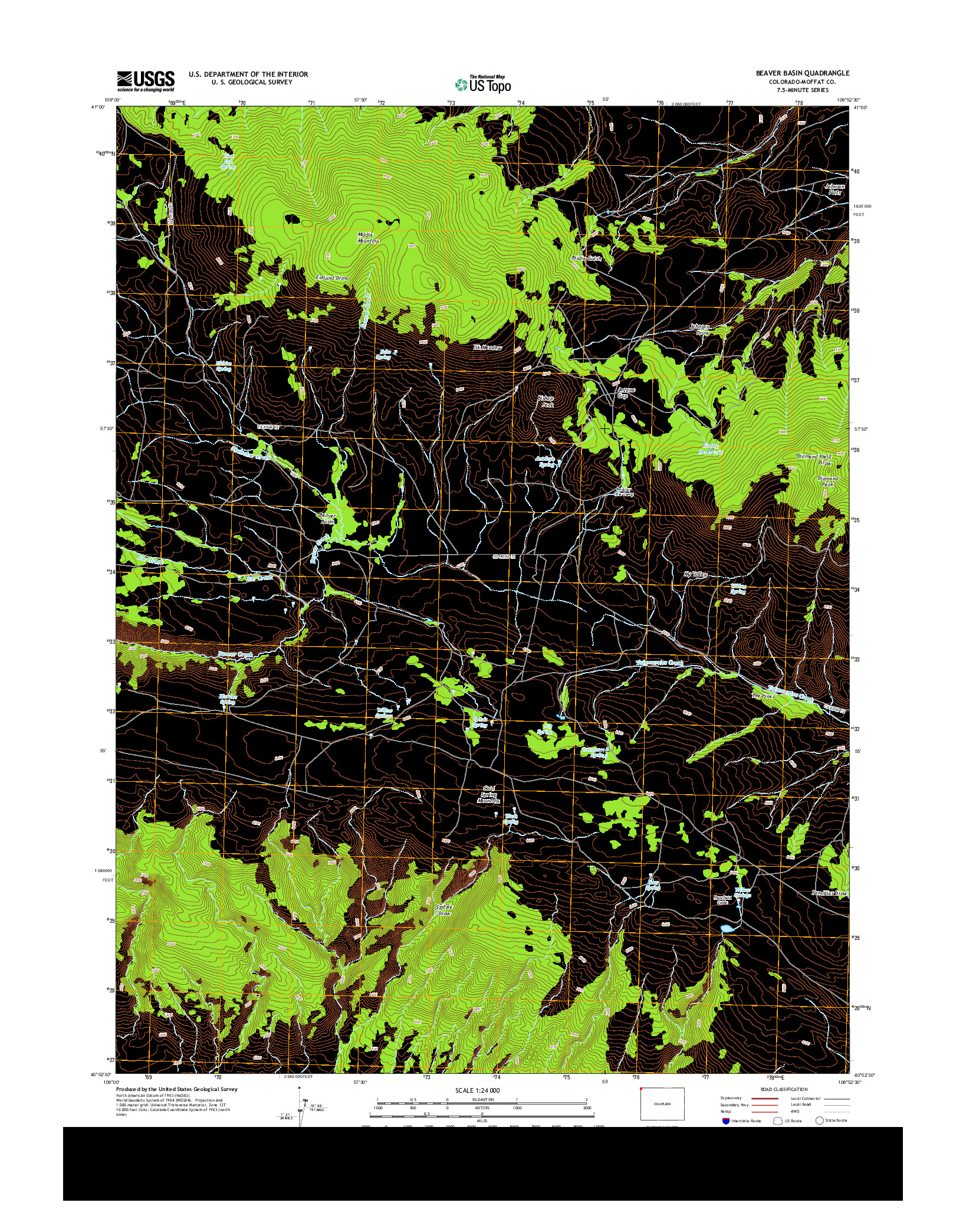 USGS US TOPO 7.5-MINUTE MAP FOR BEAVER BASIN, CO 2013