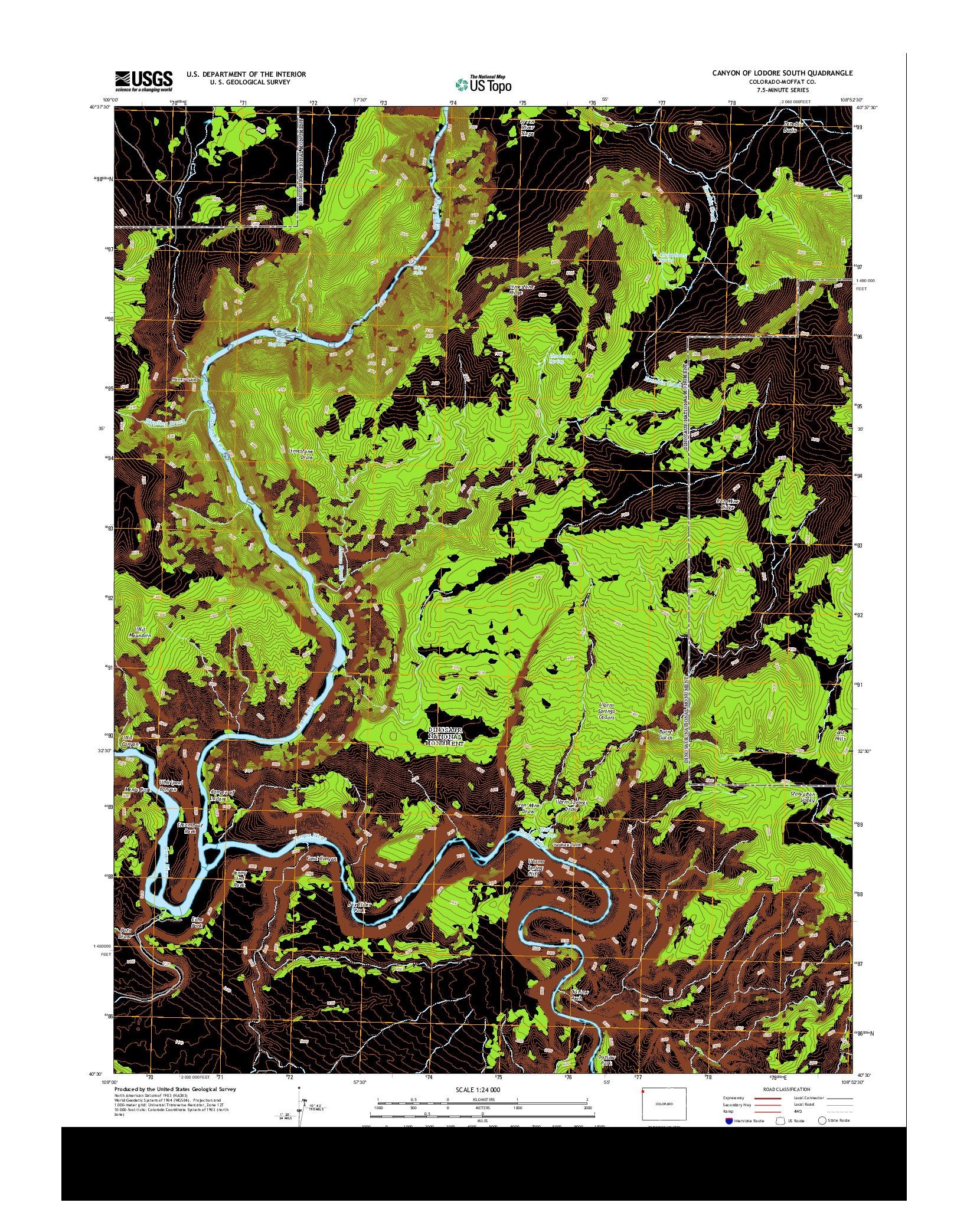 USGS US TOPO 7.5-MINUTE MAP FOR CANYON OF LODORE SOUTH, CO 2013