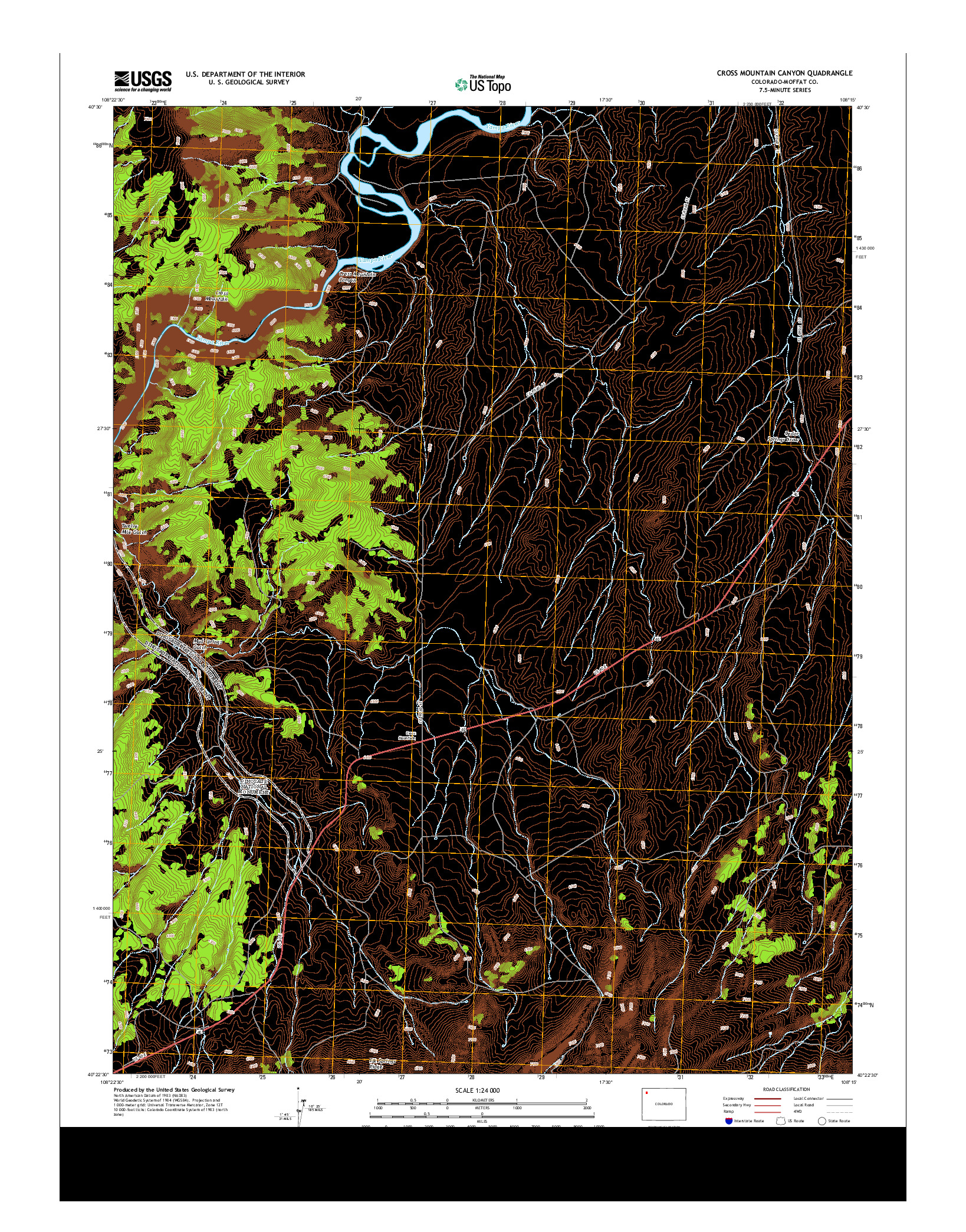 USGS US TOPO 7.5-MINUTE MAP FOR CROSS MOUNTAIN CANYON, CO 2013