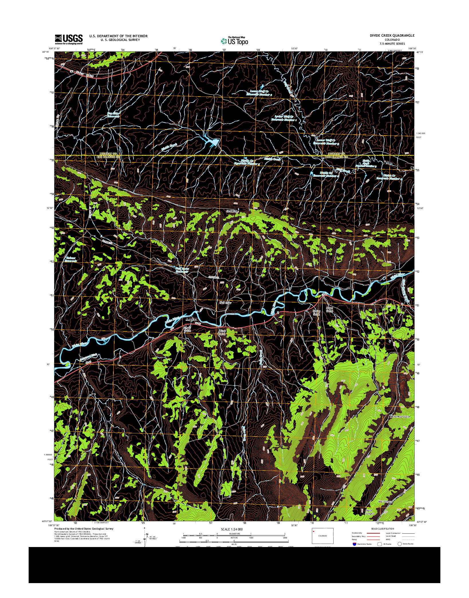USGS US TOPO 7.5-MINUTE MAP FOR DIVIDE CREEK, CO 2013